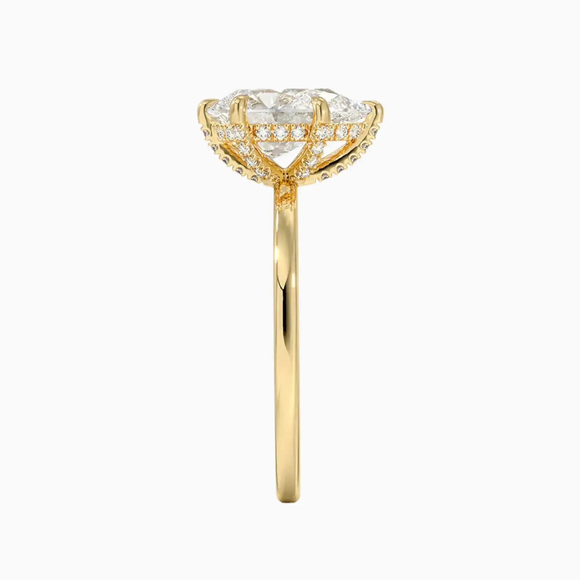 Dahlia Pear Hidden Halo 2 Carat Lab Grown Diamond Engagement Ring in 18K Rose Gold