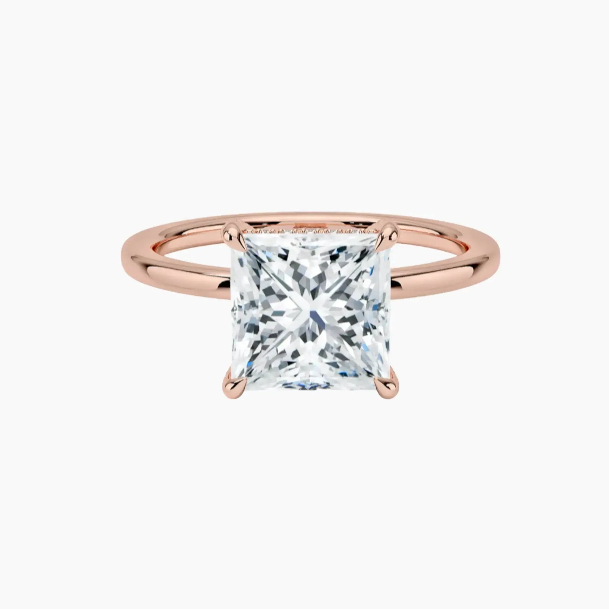 Dahlia Princess Hidden Halo Diamond Ring Setting in 18K Yellow Gold
