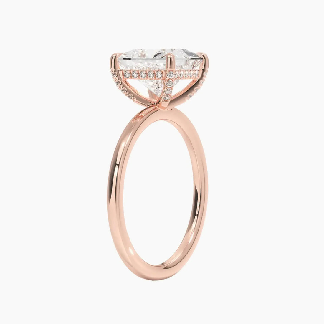 Dahlia Princess Hidden Halo 1 Carat Lab Grown Diamond Engagement Ring in 14K White Gold