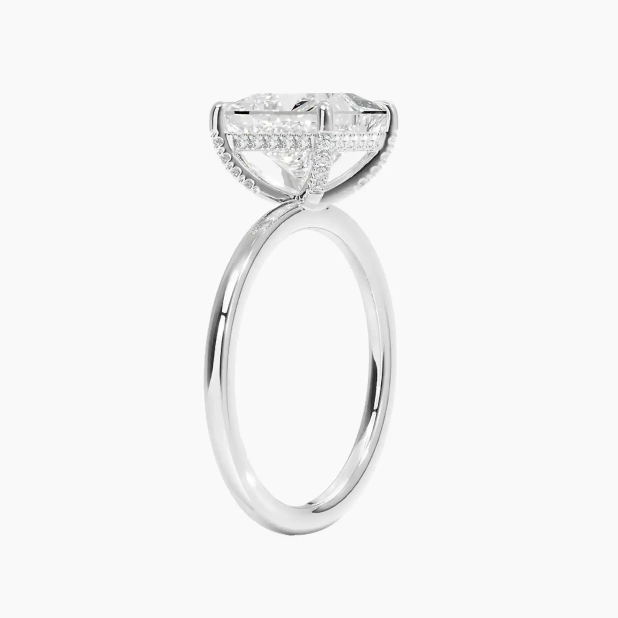 Dahlia Princess Hidden Halo 1 Carat Lab Grown Diamond Engagement Ring in 14K White Gold