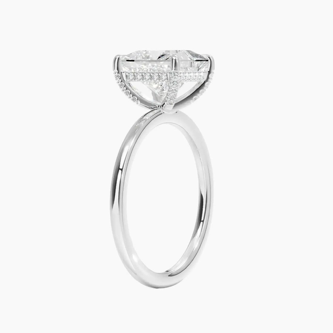 Dahlia Princess Hidden Halo 3 Carat Lab Grown Diamond Engagement Ring in 14K White Gold