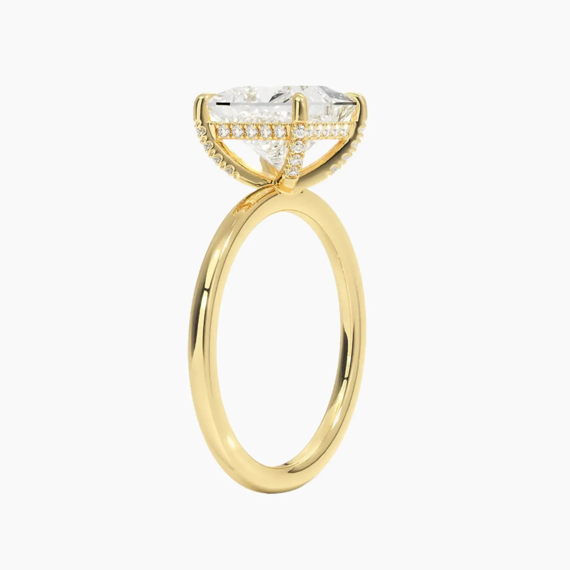 Dahlia Princess Hidden Halo 3 Carat Lab Grown Diamond Engagement Ring in 18K Yellow Gold