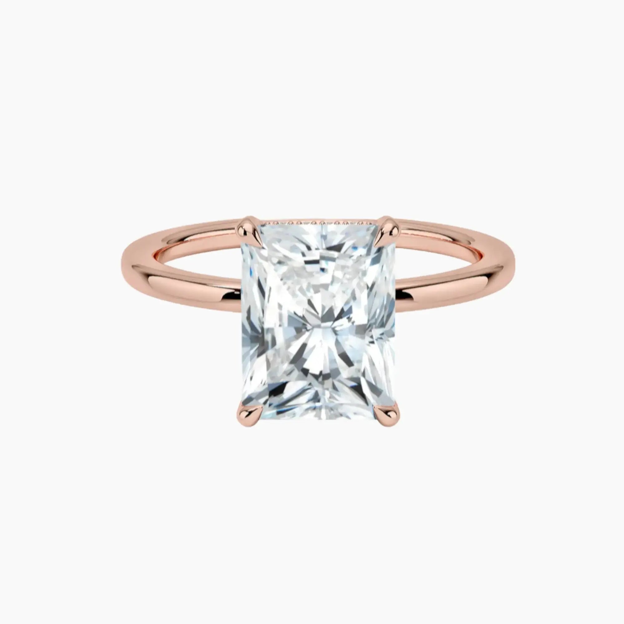 Dahlia Radiant Hidden Halo 2.5 Carat Lab Grown Diamond Engagement Ring in 18K White Gold