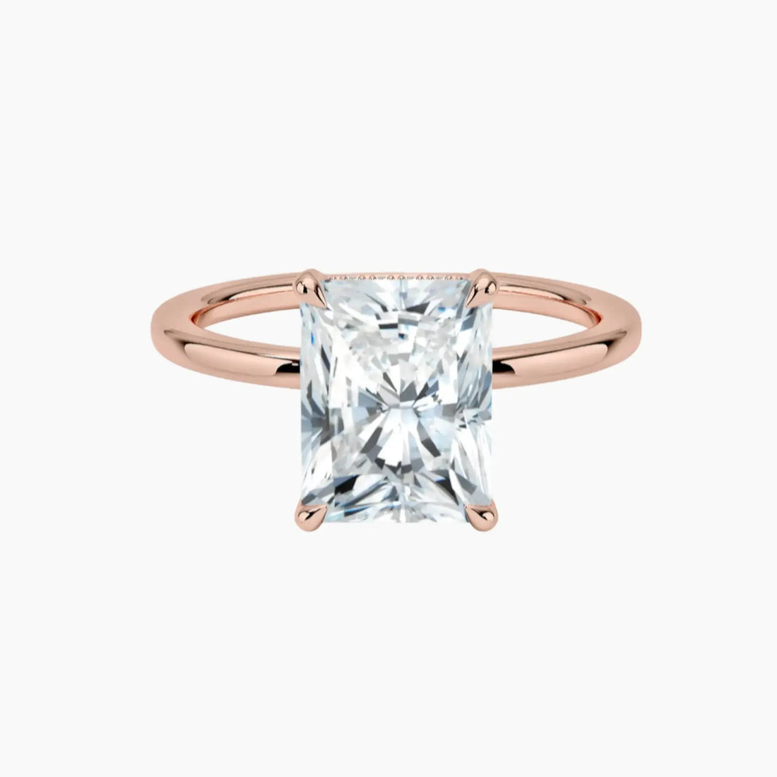 Dahlia Radiant Hidden Halo 3 Carat Lab Grown Diamond Engagement Ring in 18K White Gold
