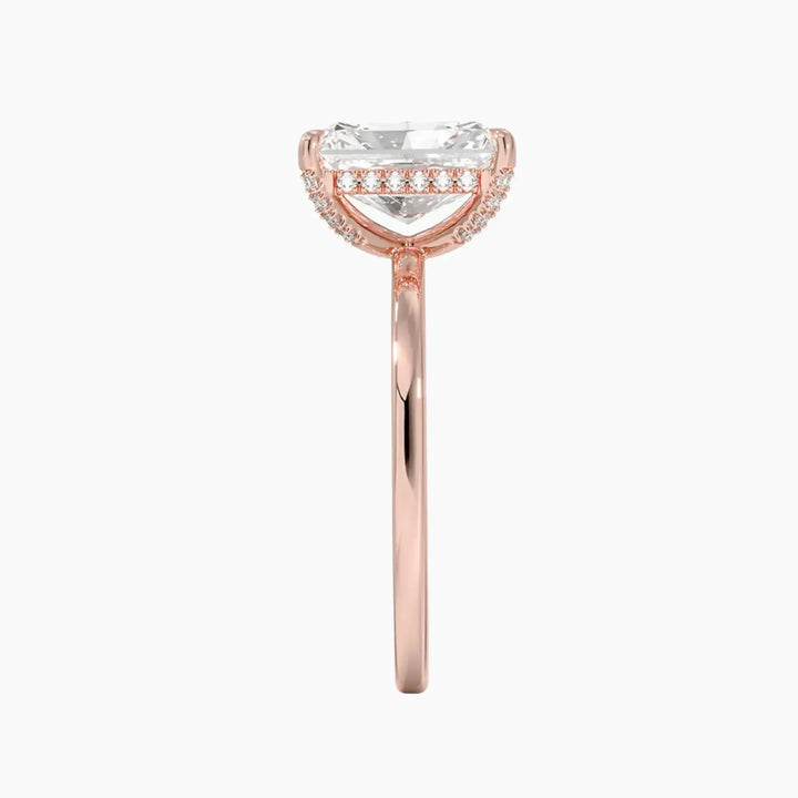 Dahlia Radiant Hidden Halo 3 Carat Lab Grown Diamond Engagement Ring in 18K Yellow Gold