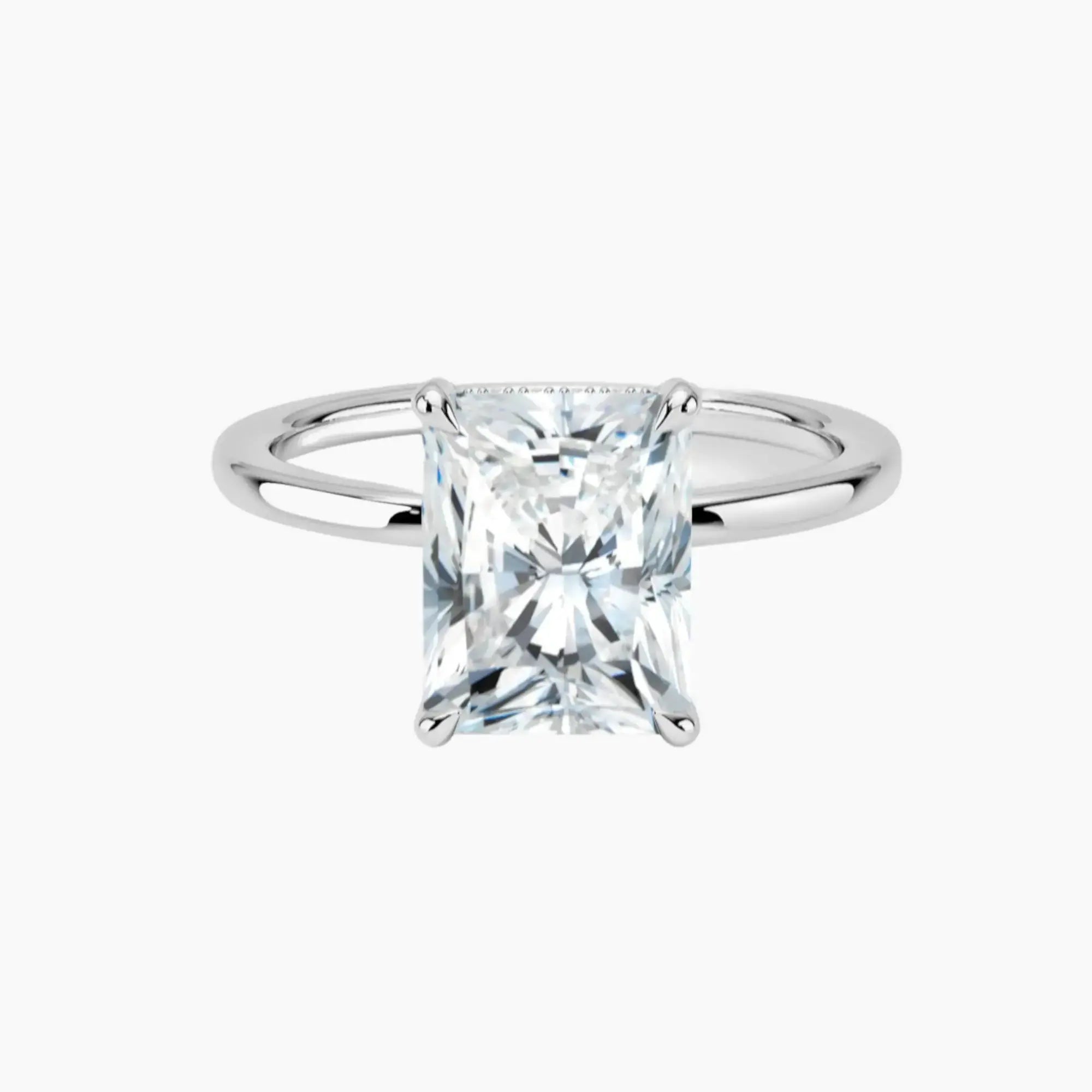 Dahlia Radiant Hidden Halo 2.5 Carat Lab Grown Diamond Engagement Ring in 18K White Gold