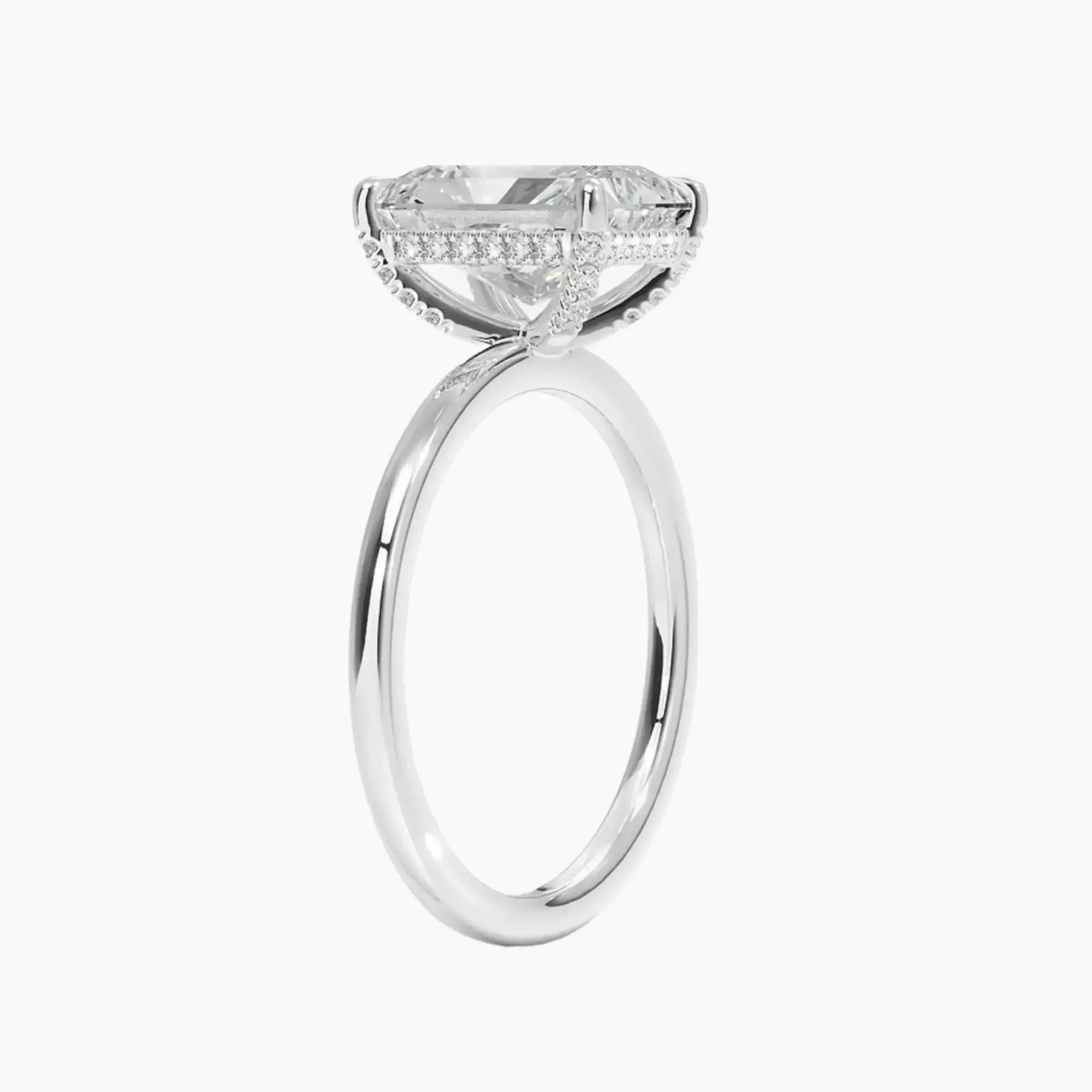 Dahlia Radiant Hidden Halo 3 Carat Lab Grown Diamond Engagement Ring in 14K White Gold