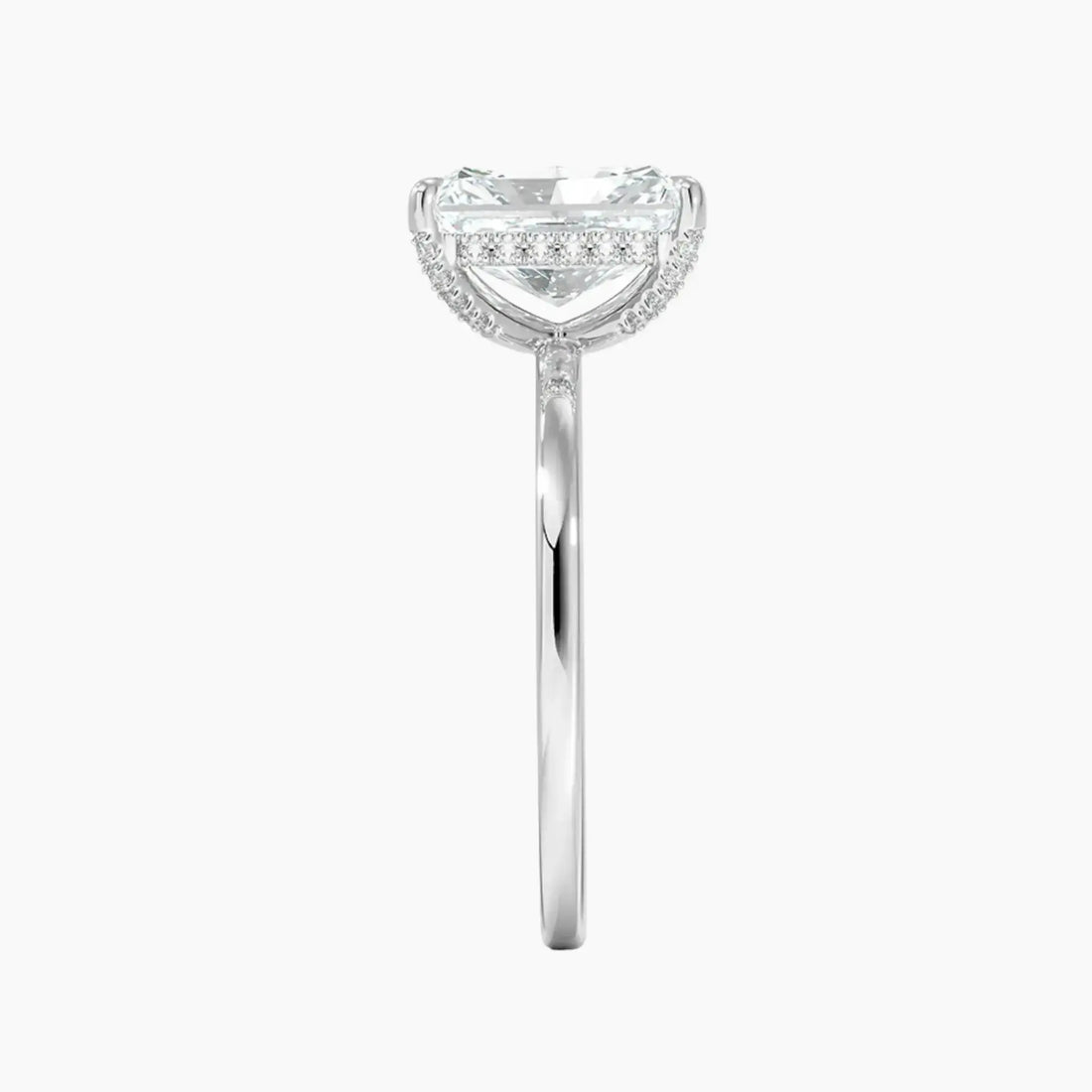 Dahlia Radiant Hidden Halo 1 Carat Lab Grown Diamond Engagement Ring in 18K White Gold