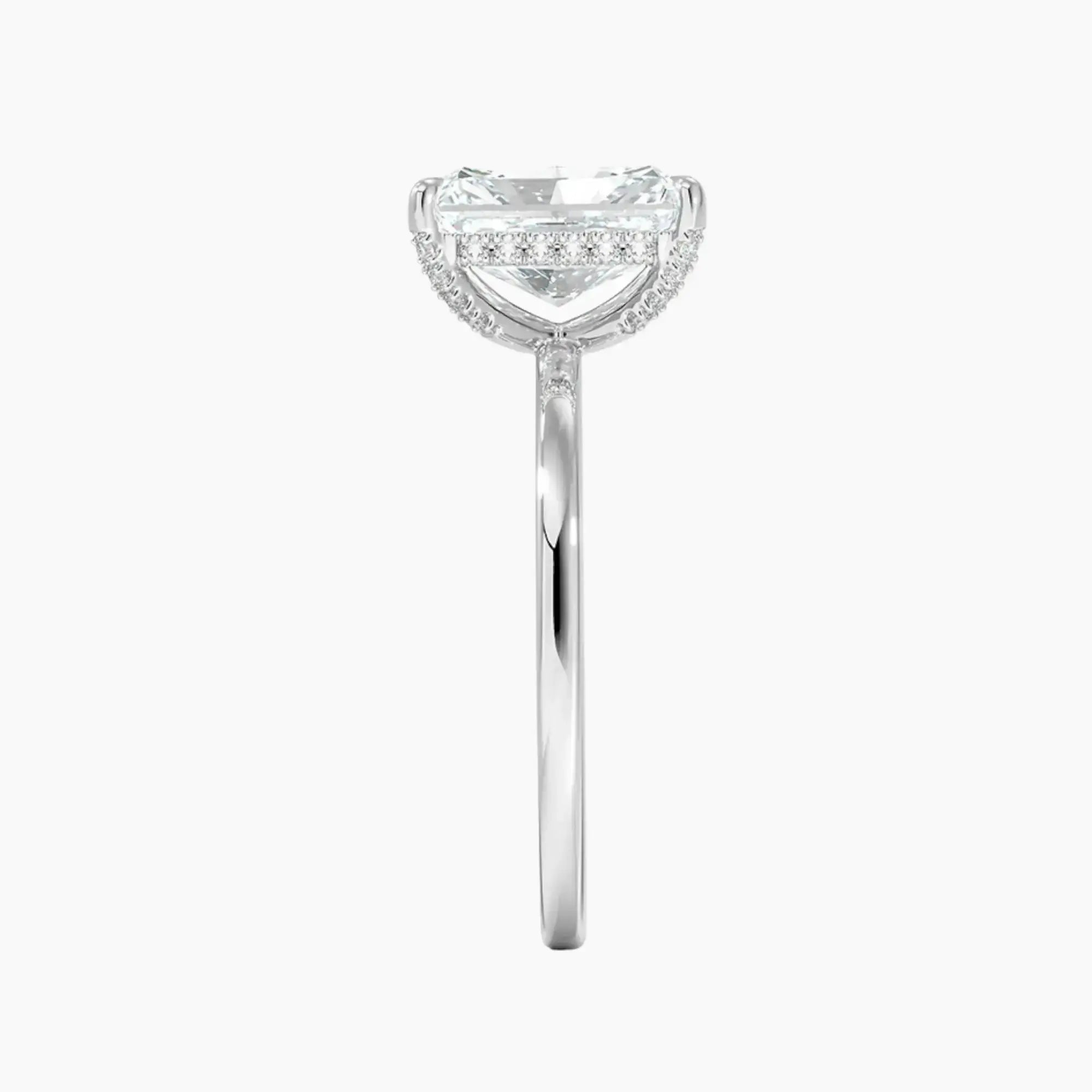 Dahlia Radiant Hidden Halo 2.5 Carat Lab Grown Diamond Engagement Ring in 18K White Gold