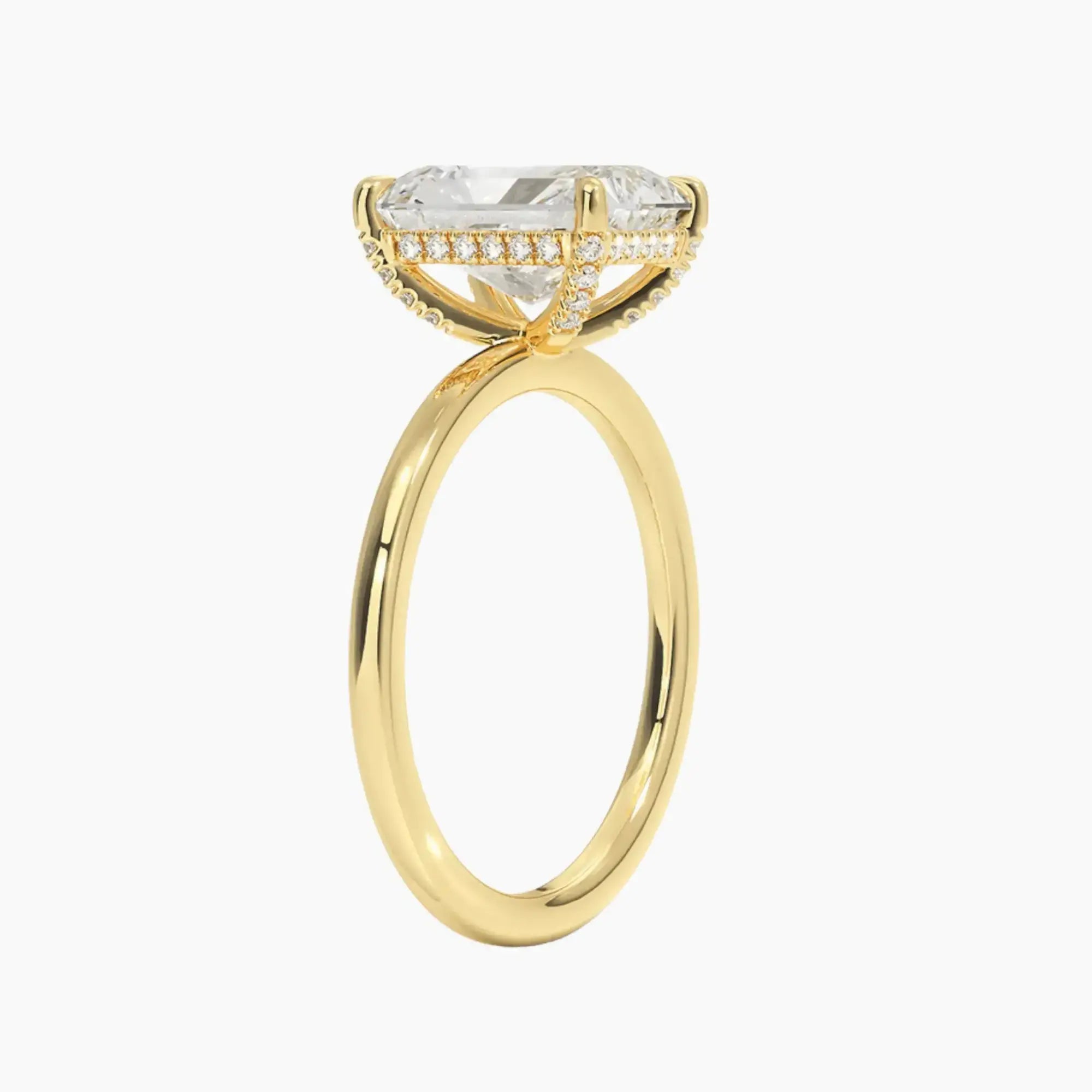 Dahlia Radiant Hidden Halo 2 Carat Lab Grown Diamond Engagement Ring in 18K Rose Gold