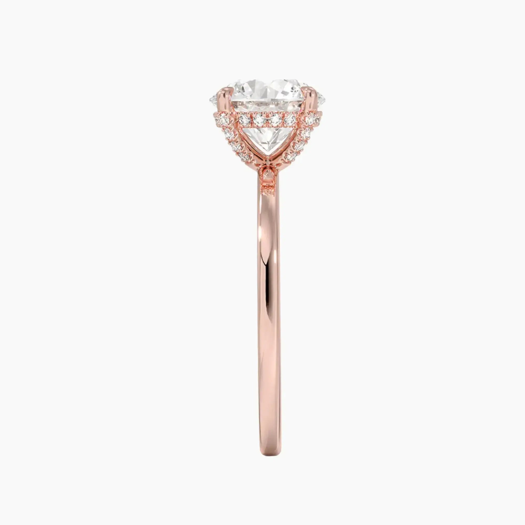 Dahlia Round Hidden Halo Diamond Ring Setting in 18K Rose Gold