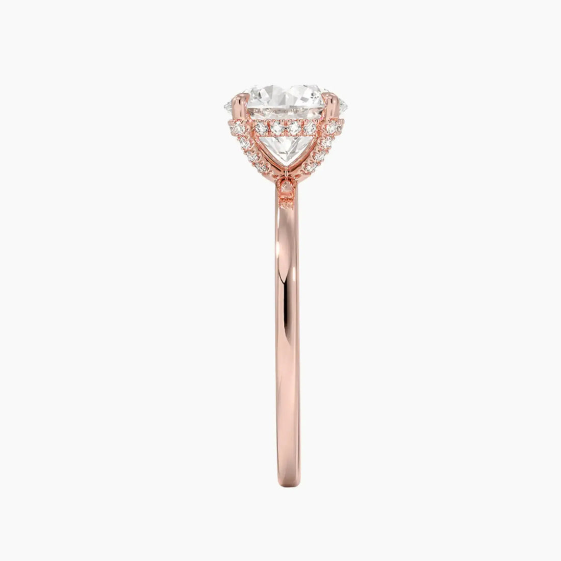 Dahlia Round Hidden Halo Diamond Ring Setting in 18K Rose Gold