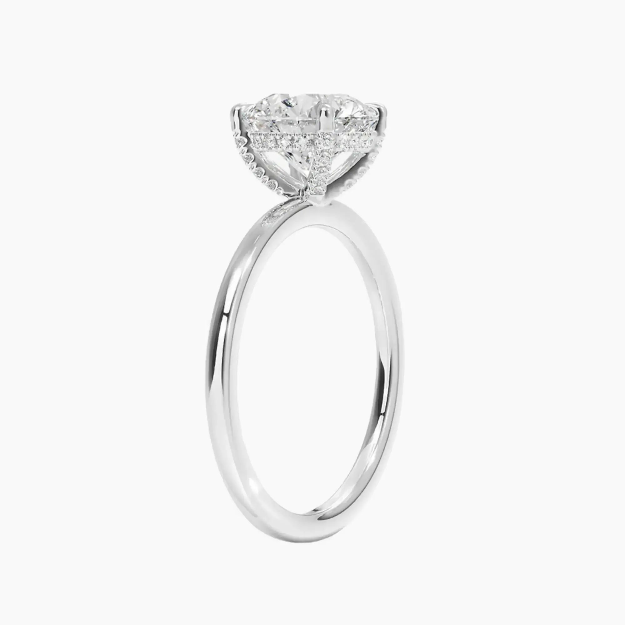 Dahlia Round Hidden Halo 2.5 Carat Lab Grown Diamond Engagement Ring in 14K Yellow Gold