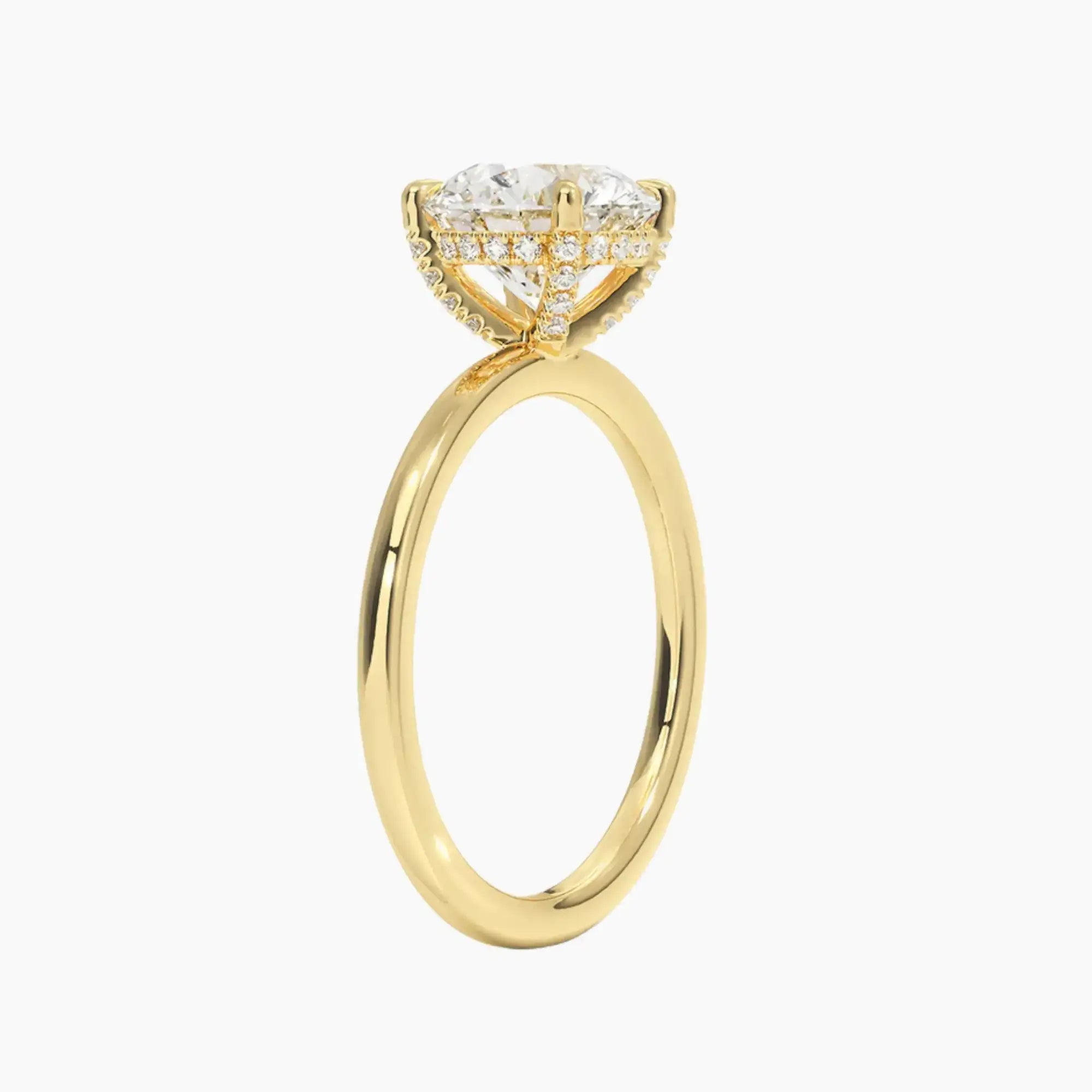Dahlia Round Hidden Halo Diamond Ring Setting in 14K Rose Gold