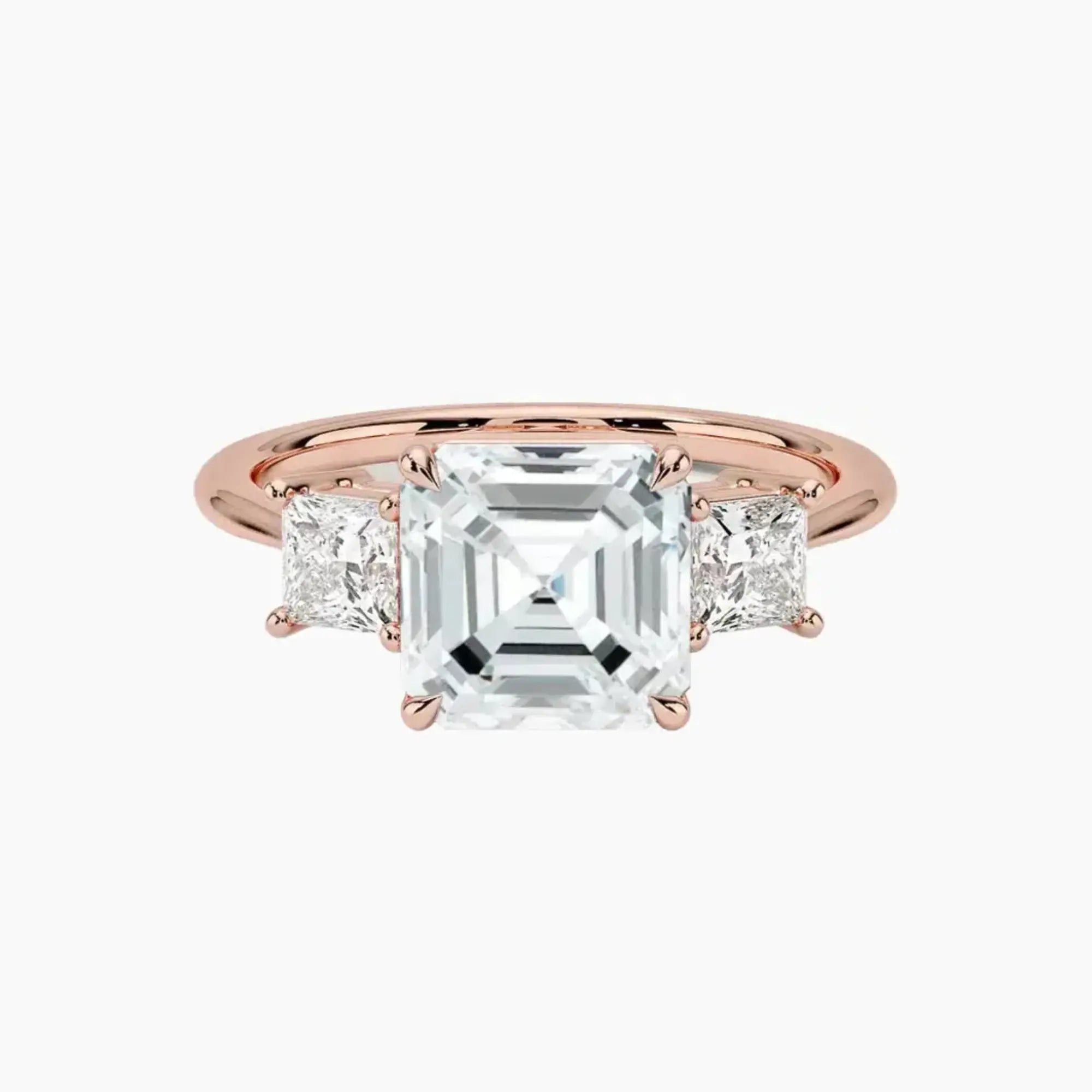 Vespera Asscher Three Stone 2.5 Carat Lab Grown Diamond Engagement Ring in 14K White Gold