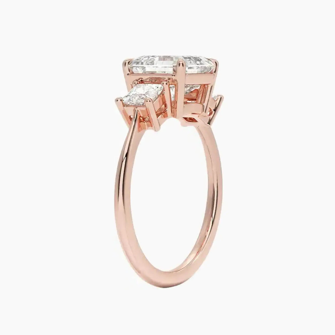 Vespera Asscher Three Stone Diamond Ring Setting in 18K Yellow Gold