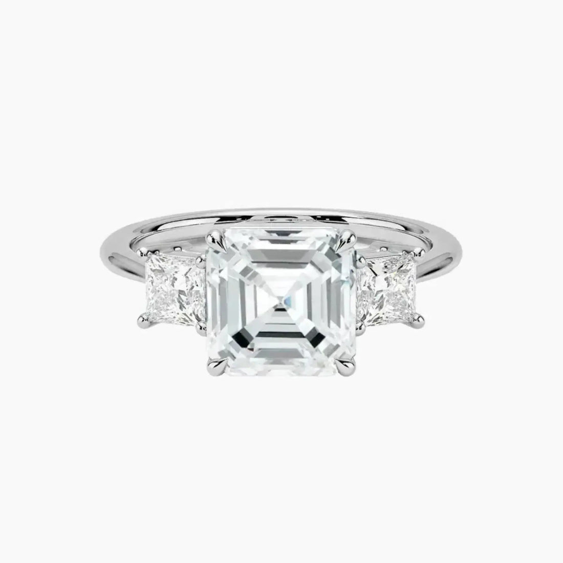 Vespera Asscher Three Stone Diamond Ring Setting in 18K Rose Gold