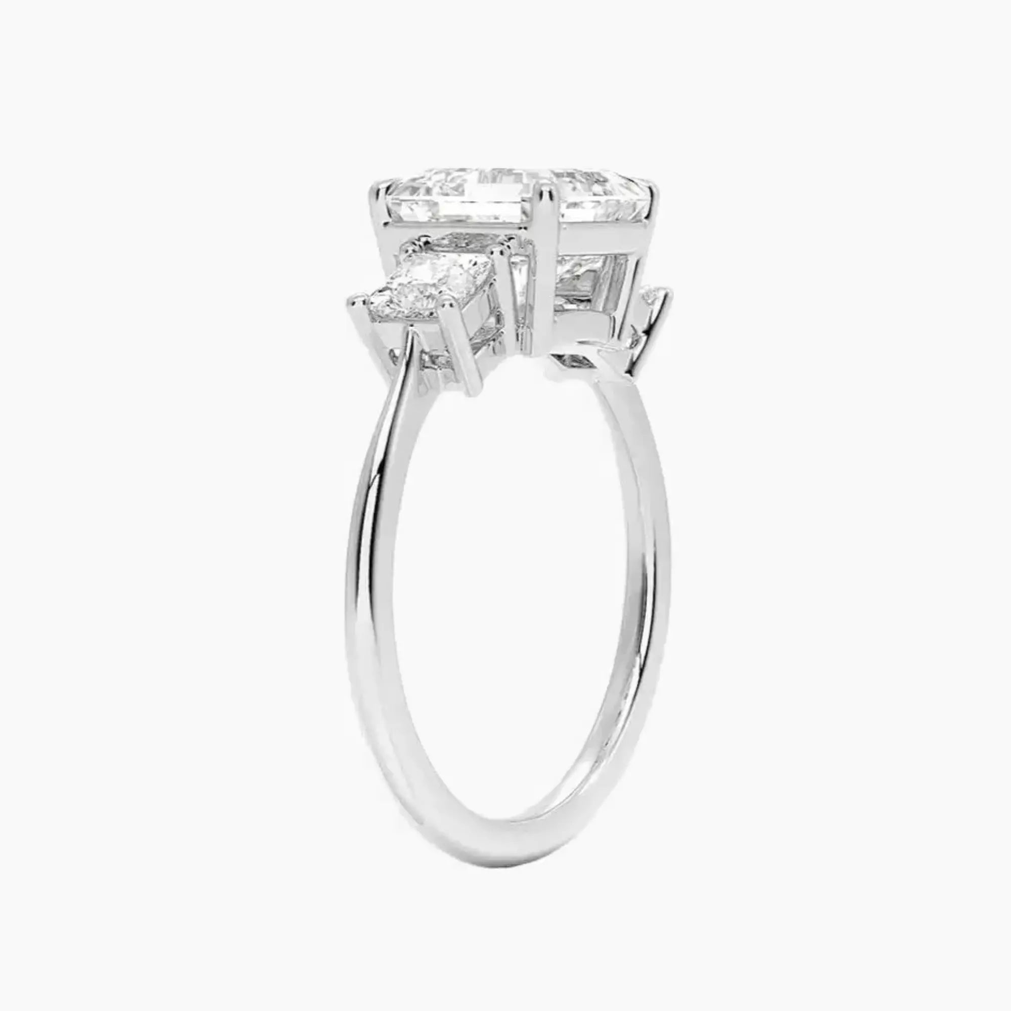 Vespera Asscher Three Stone 2.5 Carat Lab Grown Diamond Engagement Ring in 14K White Gold
