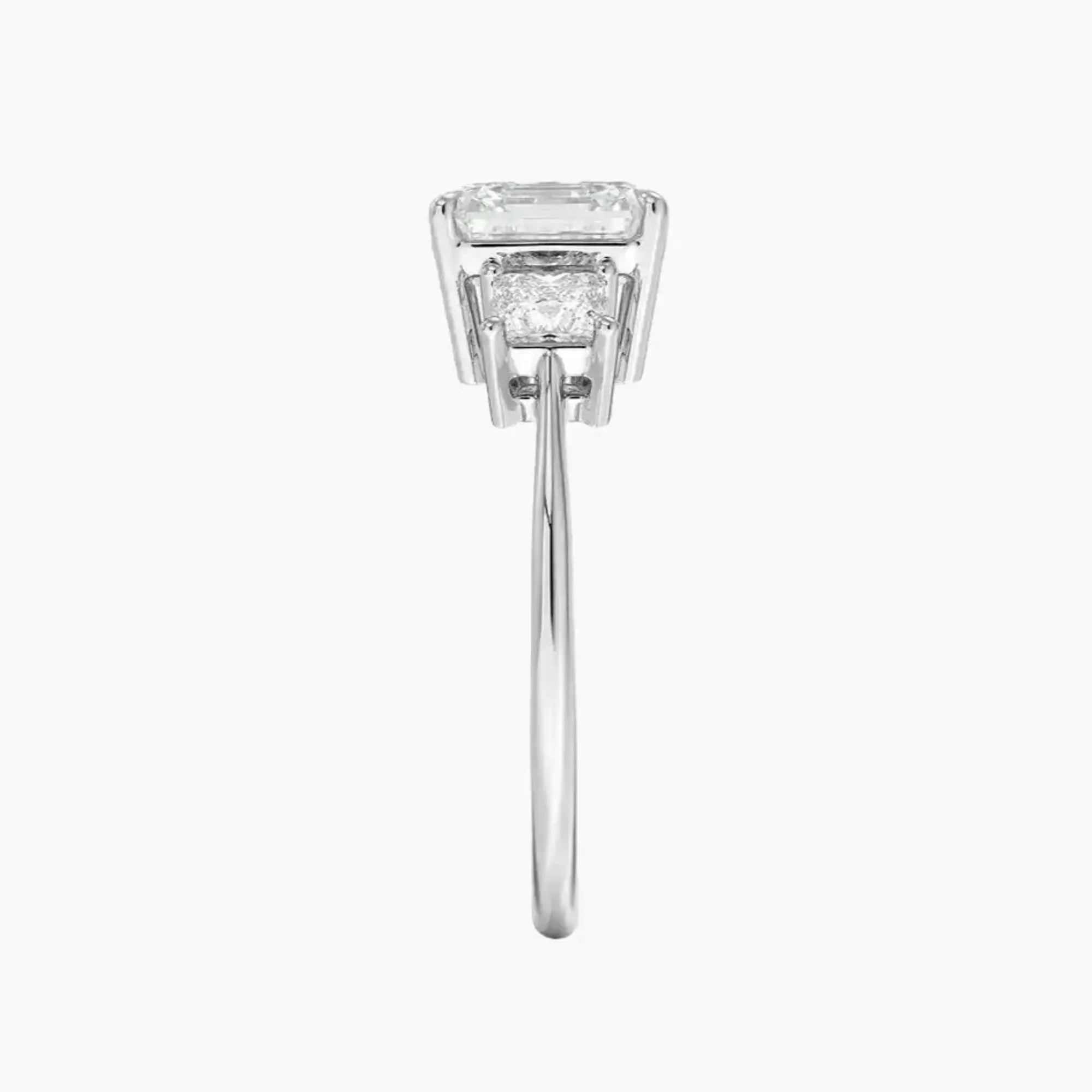 Vespera Asscher Three Stone 1 Carat Lab Grown Diamond Engagement Ring in 18K White Gold