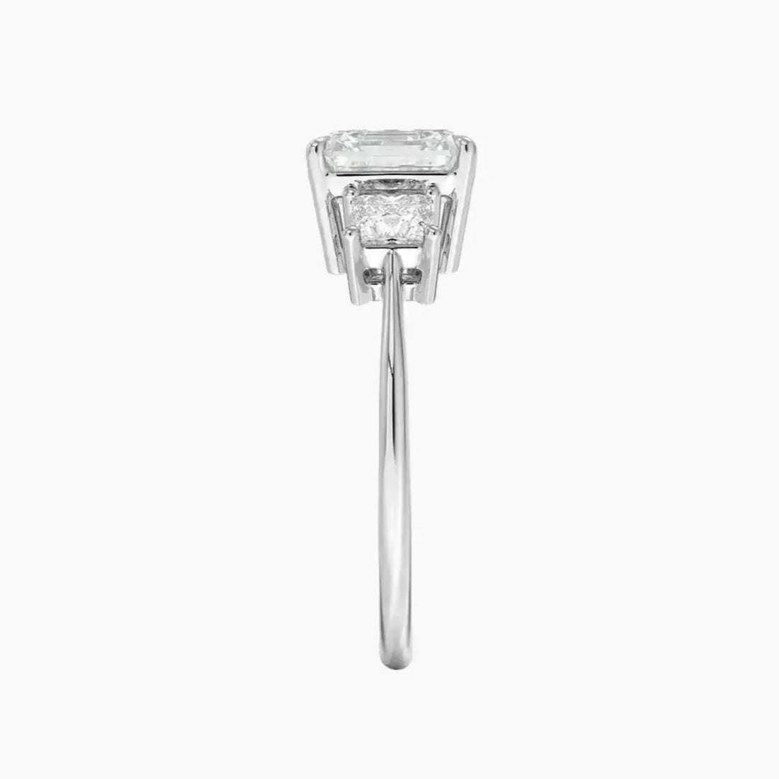 Vespera Asscher Three Stone 1 Carat Lab Grown Diamond Engagement Ring in 14K White Gold