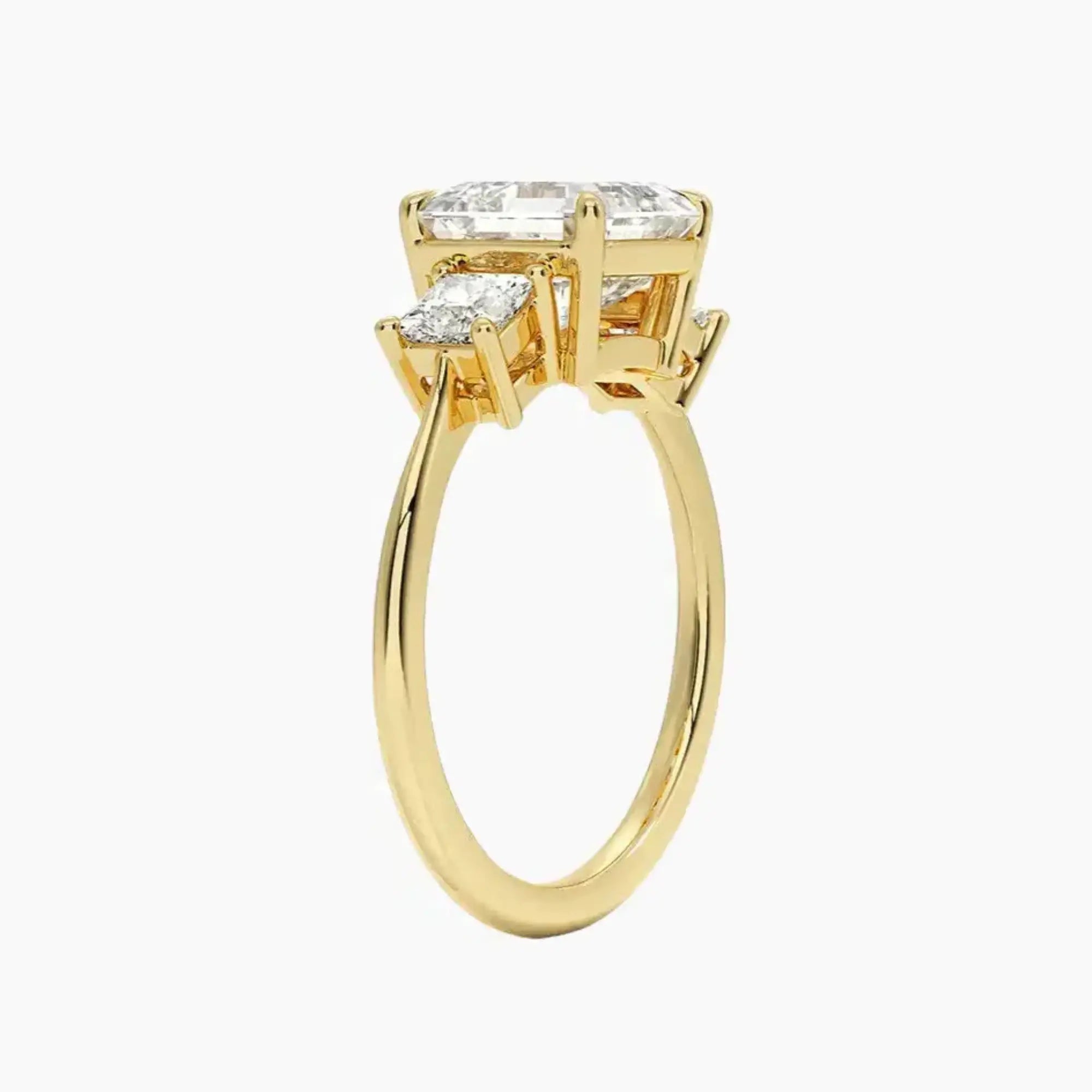 Vespera Asscher Three Stone 2.5 Carat Lab Grown Diamond Engagement Ring in 14K White Gold