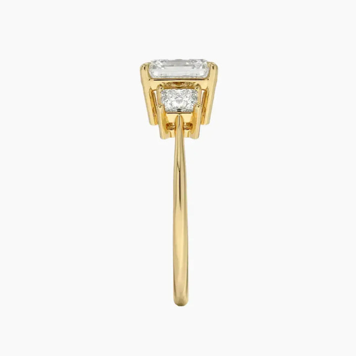 Vespera Asscher Three Stone 3 Carat Lab Grown Diamond Engagement Ring in 14K Rose Gold