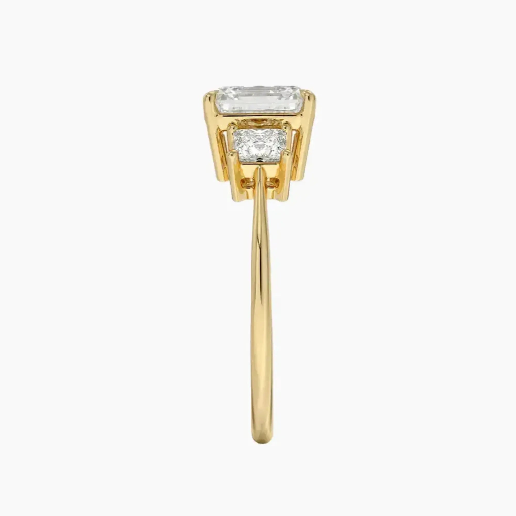 Vespera Asscher Three Stone Diamond Ring Setting in 18K White Gold