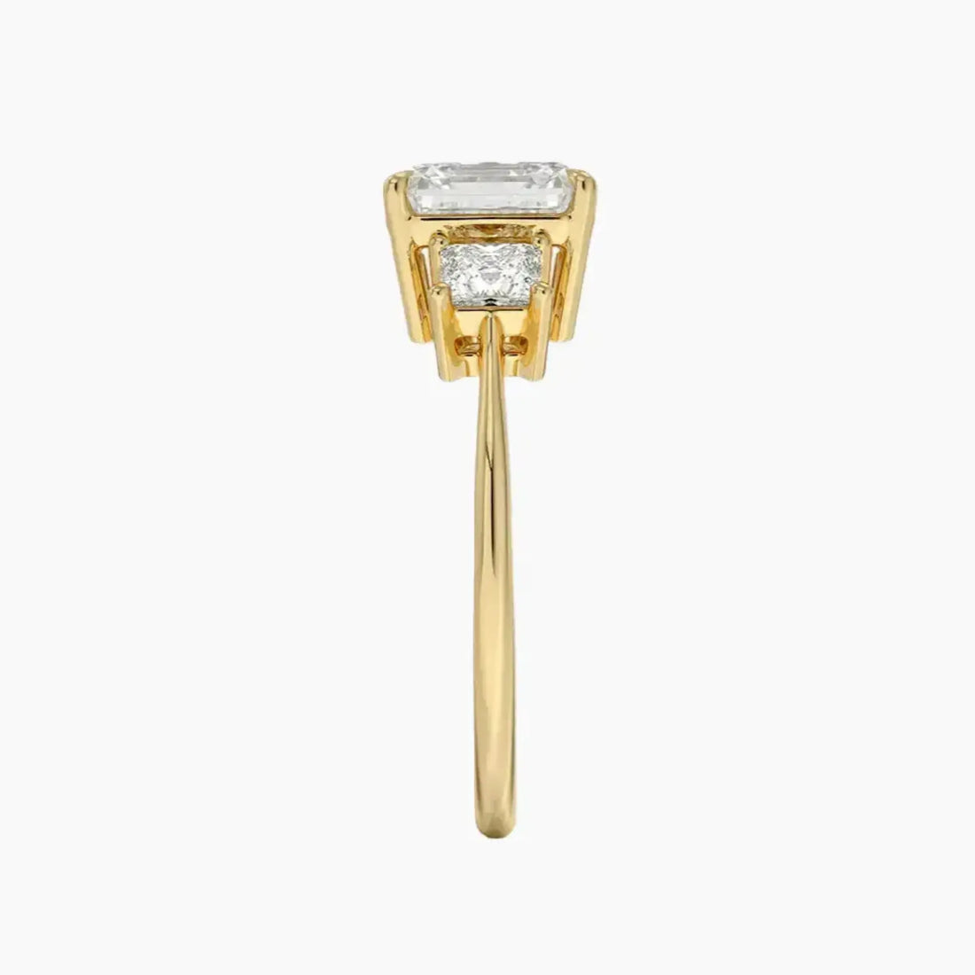 Vespera Asscher Three Stone Diamond Ring Setting in 14K White Gold
