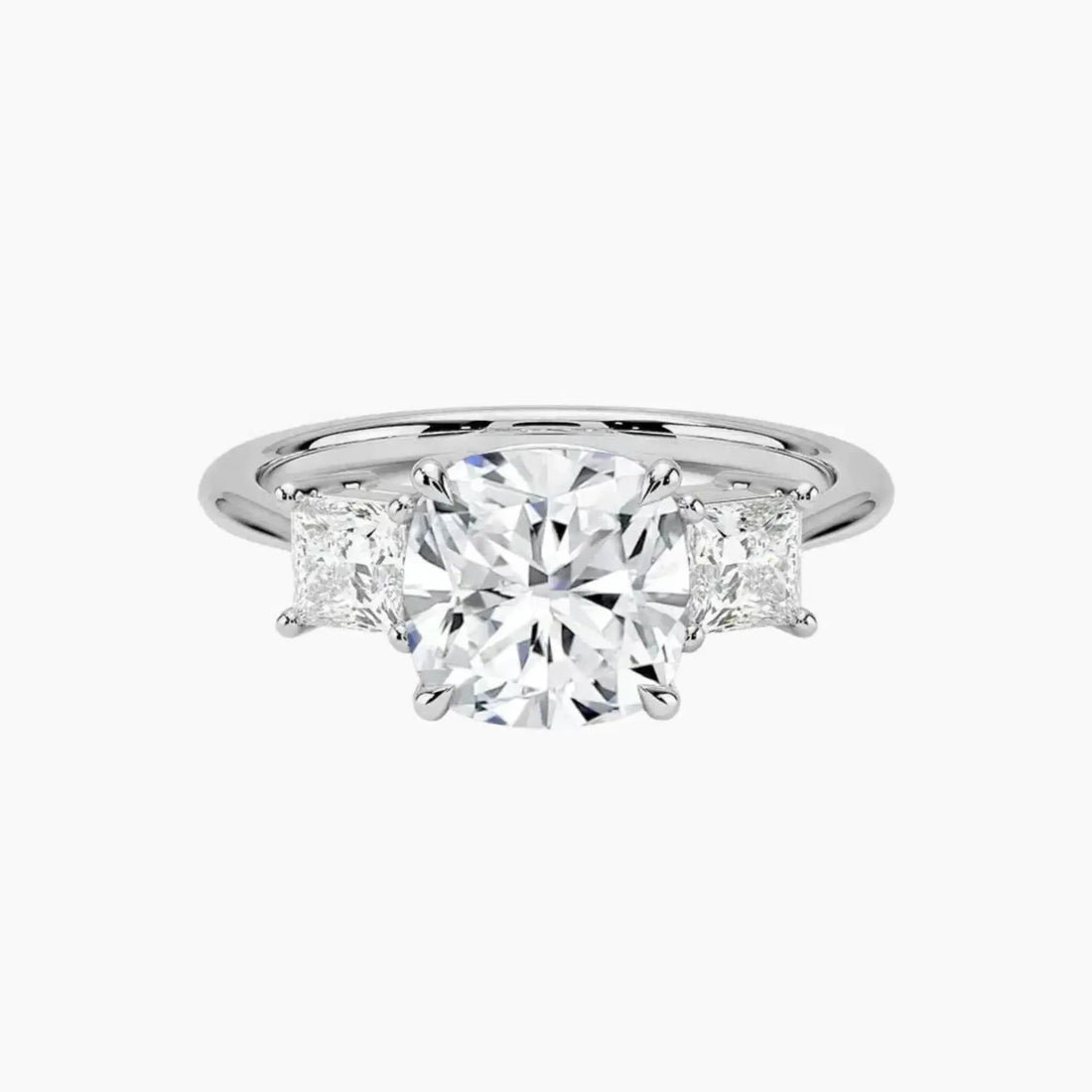 Vespera Cushion Three Stone Diamond Ring Setting in 18K Yellow Gold