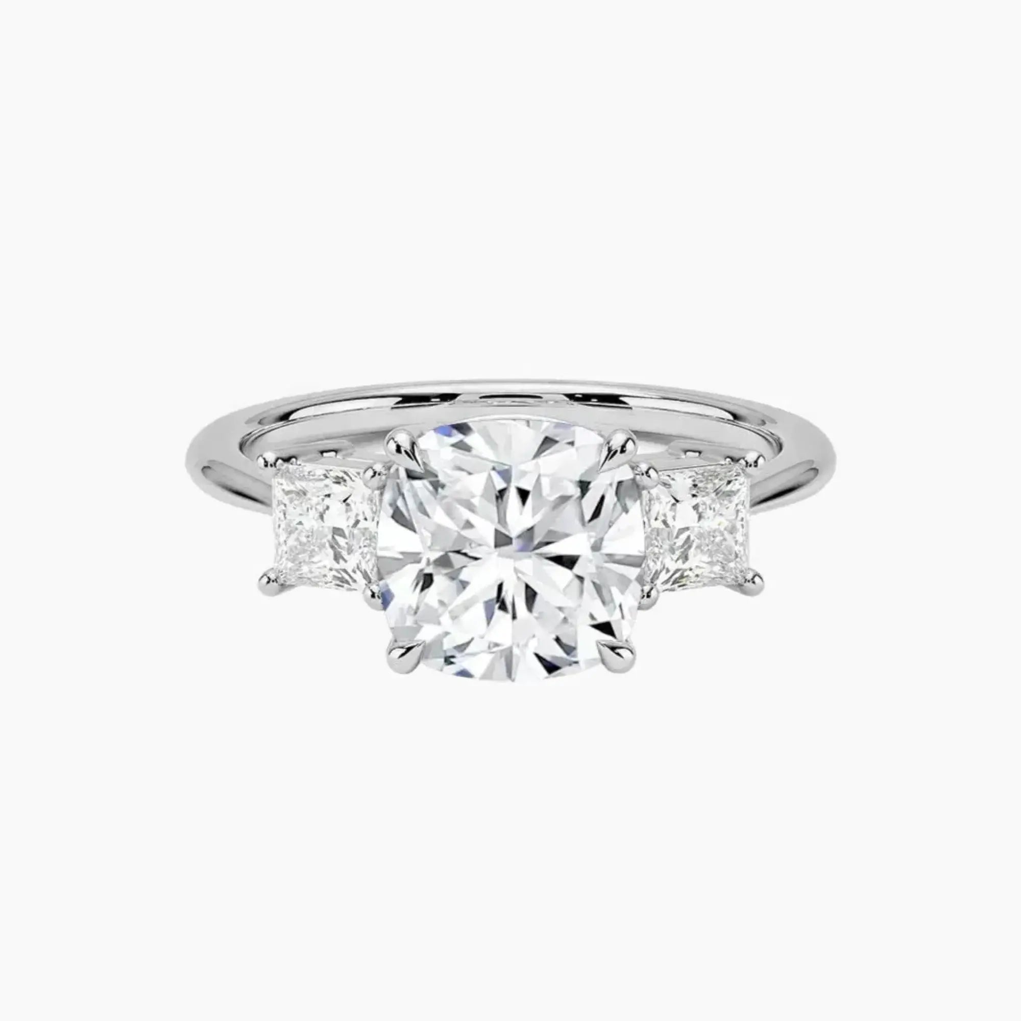 Vespera Cushion Three Stone Diamond Ring Setting in 18K Rose Gold