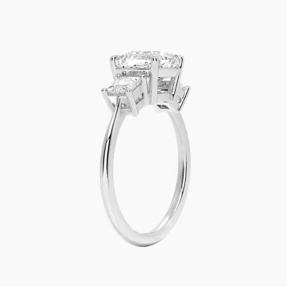 Vespera Cushion Three Stone Diamond Ring Setting in 18K White Gold