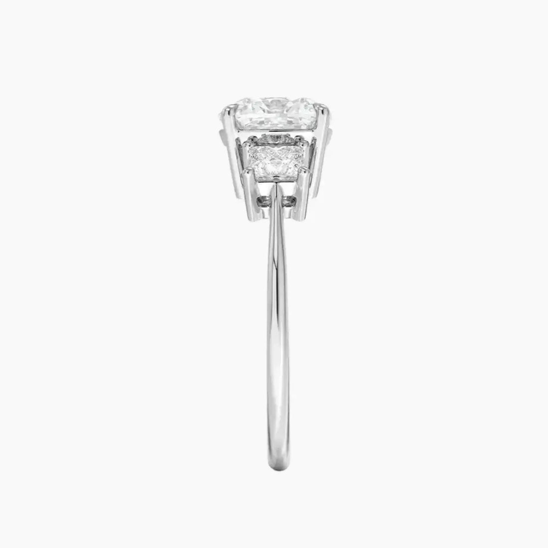 Vespera Cushion Three Stone 1 Carat Lab Grown Diamond Engagement Ring in 14K White Gold