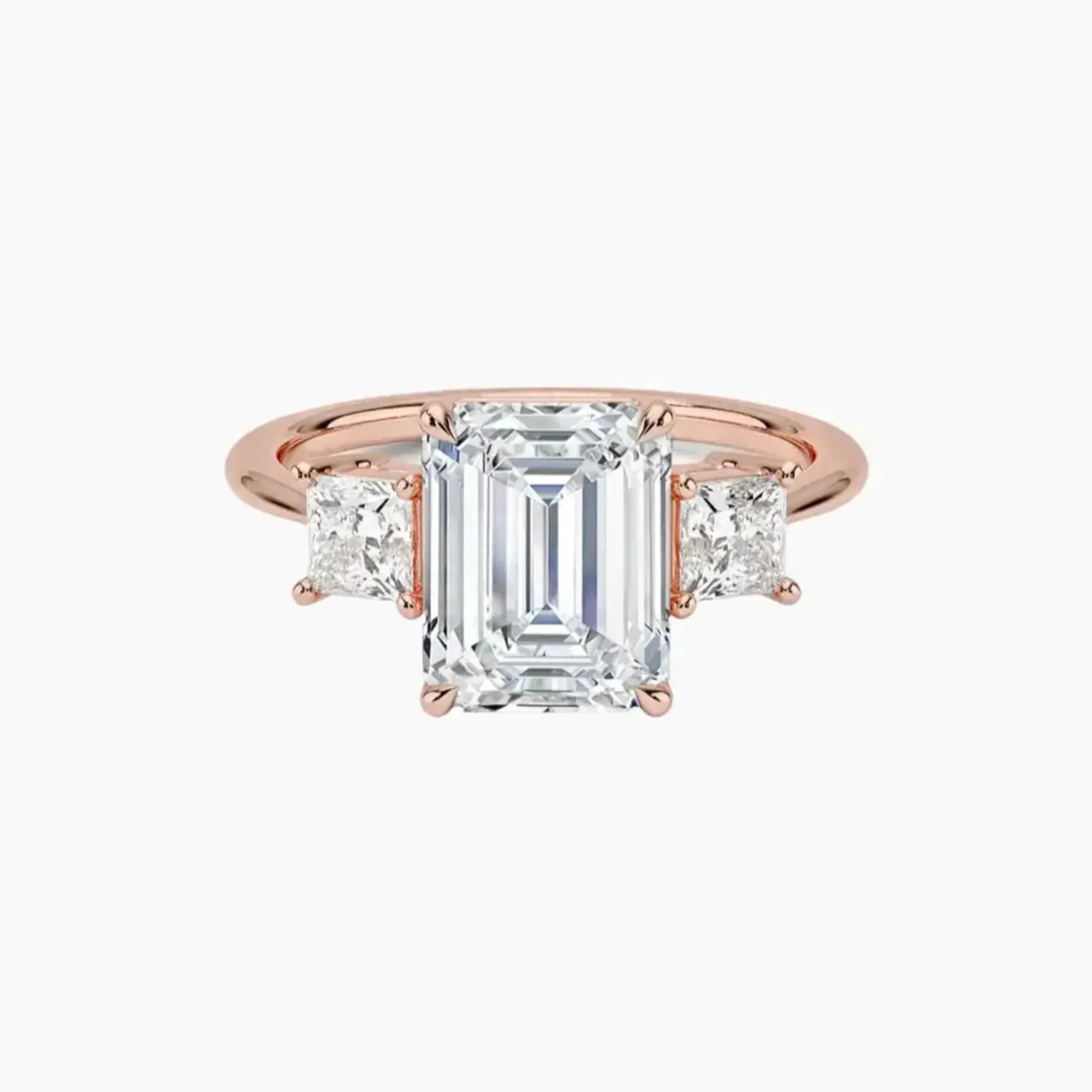 Vespera Emerald Three Stone Diamond Ring Setting in 14K Yellow Gold