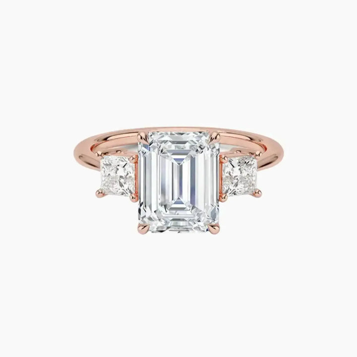 Vespera Emerald Three Stone 1.5 Carat Lab Grown Diamond Engagement Ring in 14K Rose Gold