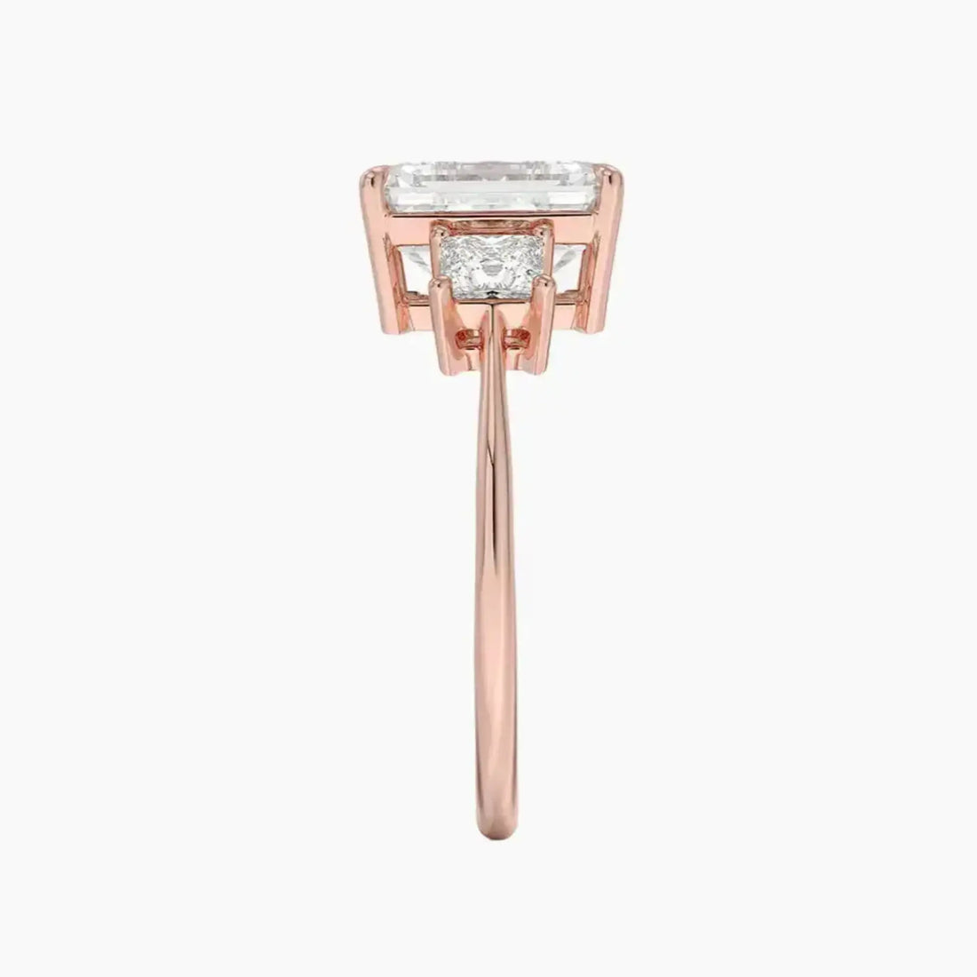 Vespera Emerald Three Stone Diamond Ring Setting in 18K Rose Gold