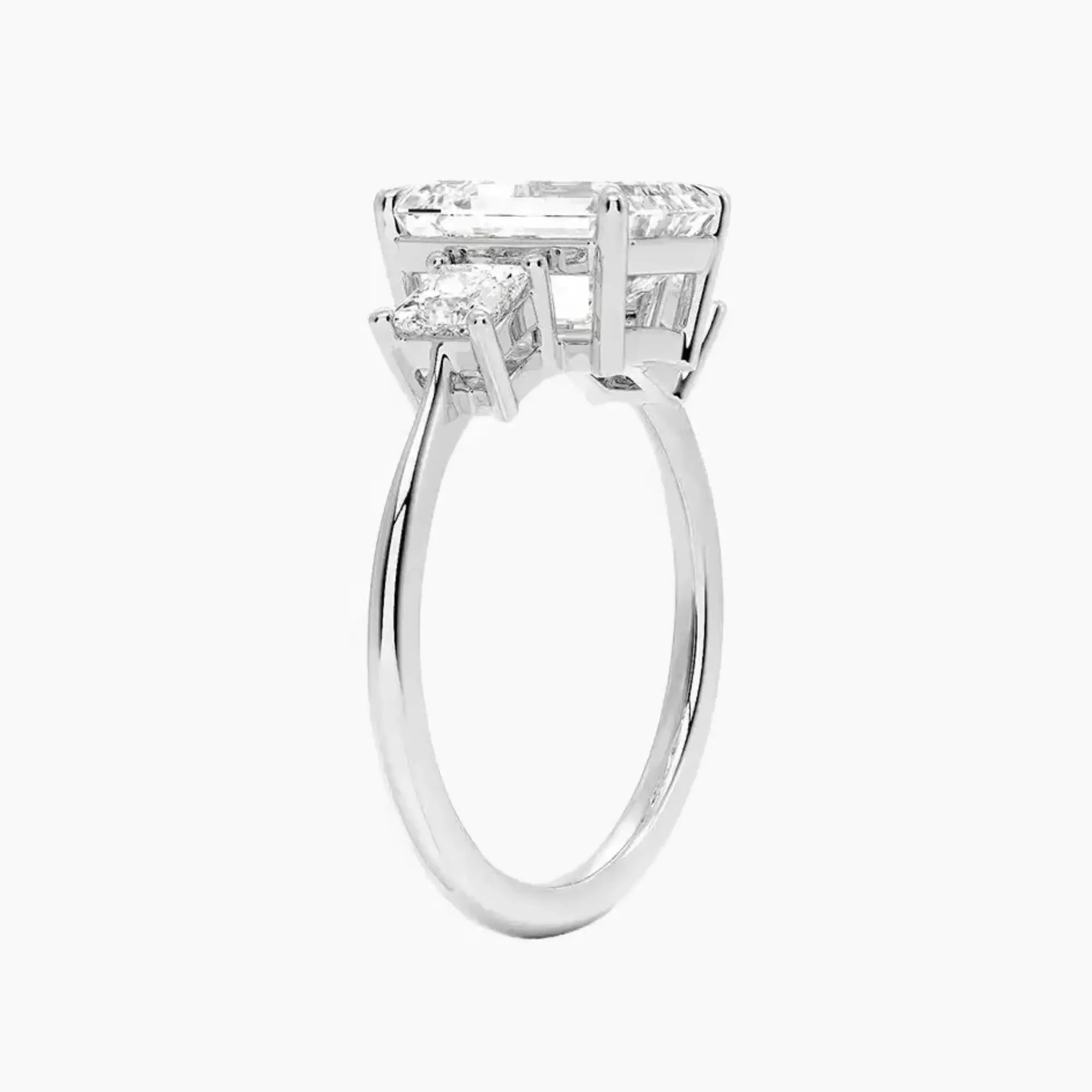 Vespera Emerald Three Stone Diamond Ring Setting in 18K Rose Gold