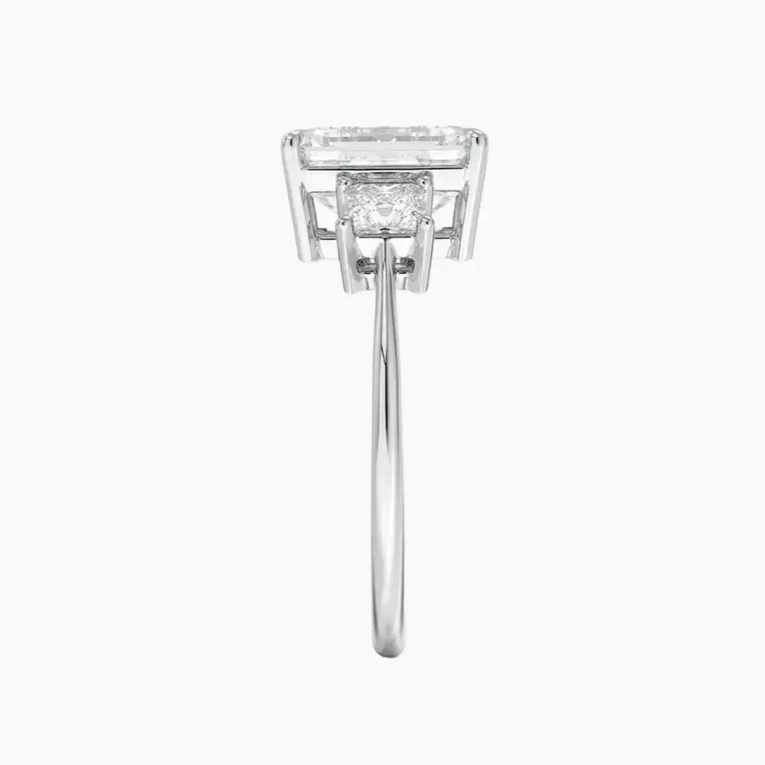 Vespera Emerald Three Stone 3 Carat Lab Grown Diamond Engagement Ring in 18K Rose Gold