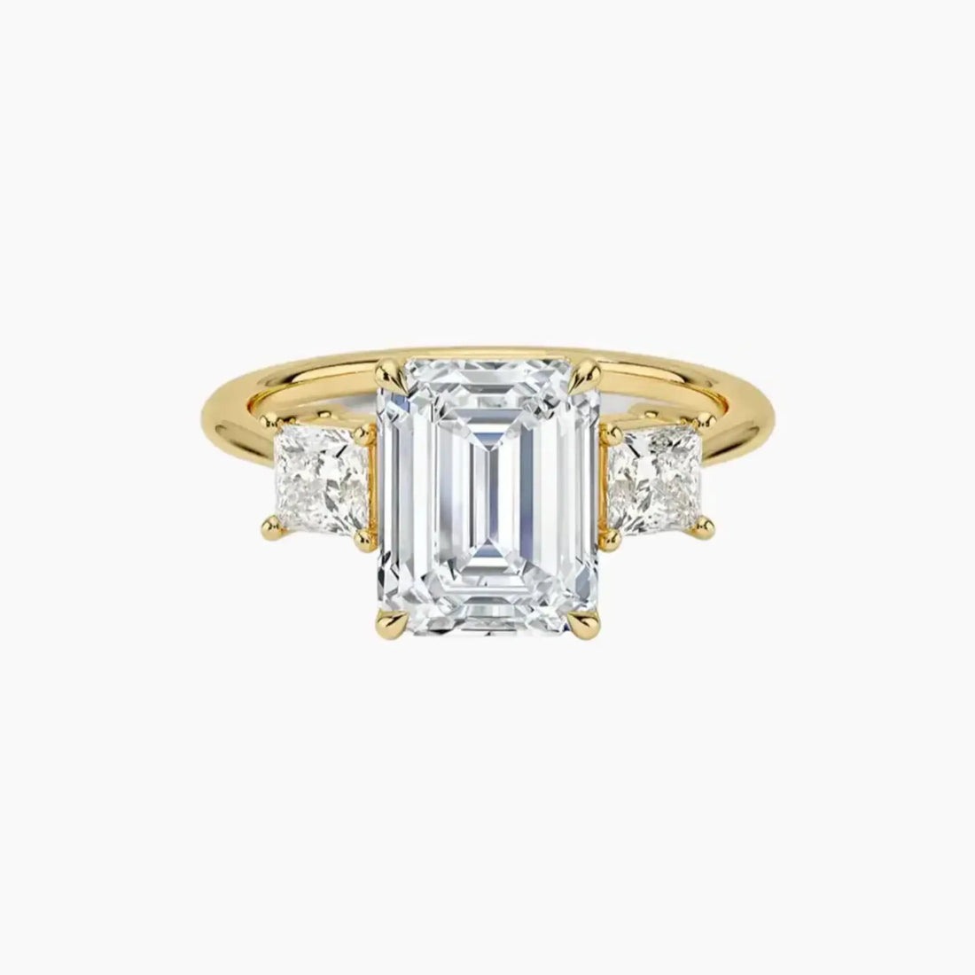 Vespera Emerald Three Stone Diamond Ring Setting in 14K Rose Gold