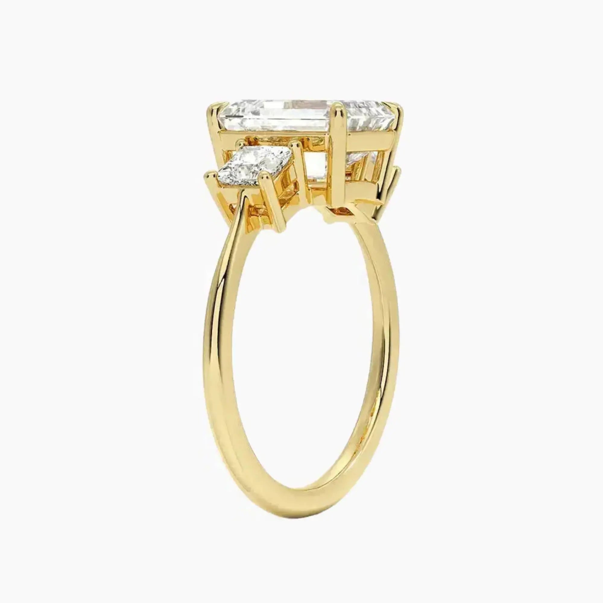 Vespera Emerald Three Stone 1 Carat Lab Grown Diamond Engagement Ring in 18K Yellow Gold