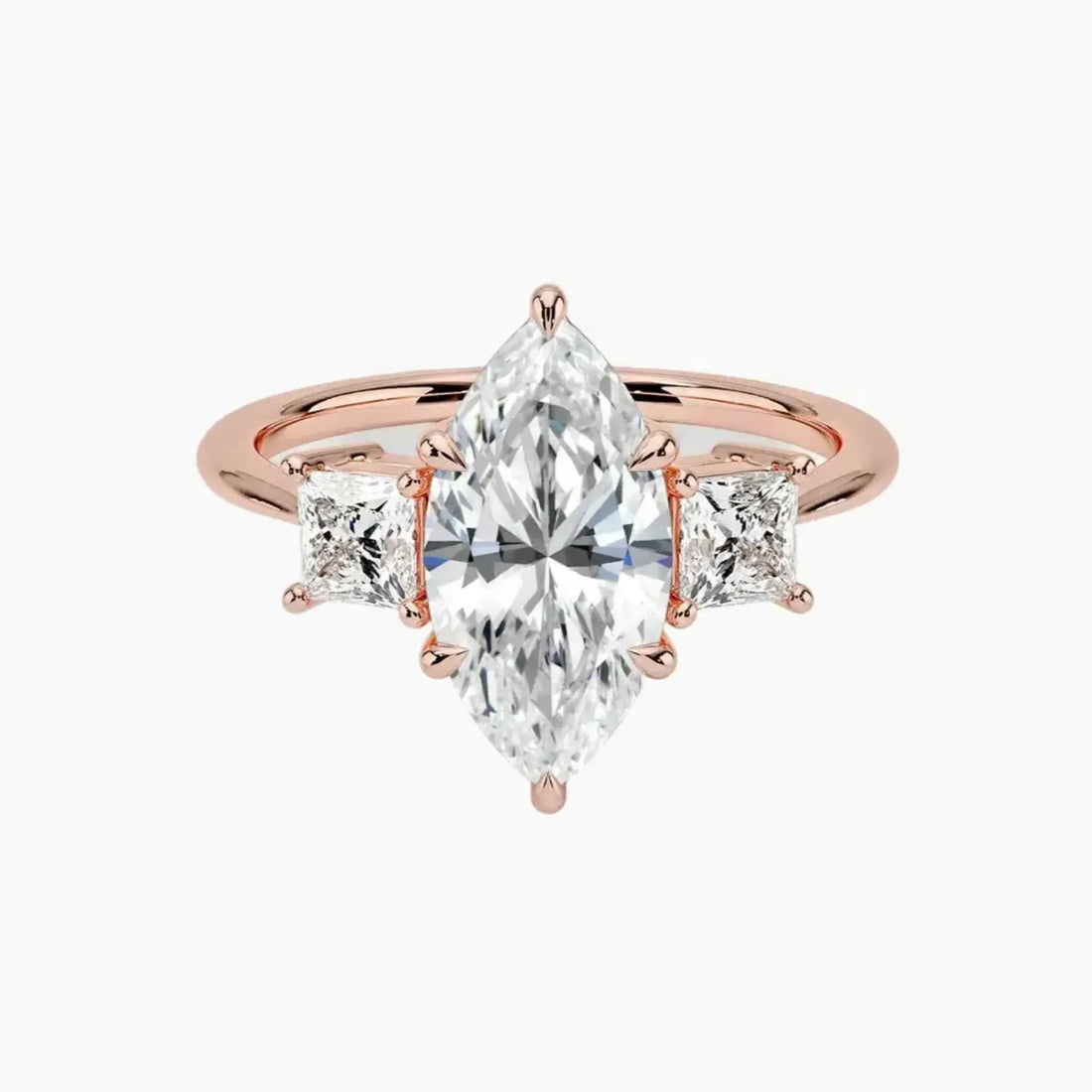 Vespera Marquise Three Stone 2 Carat Lab Grown Diamond Engagement Ring in 14K Rose Gold