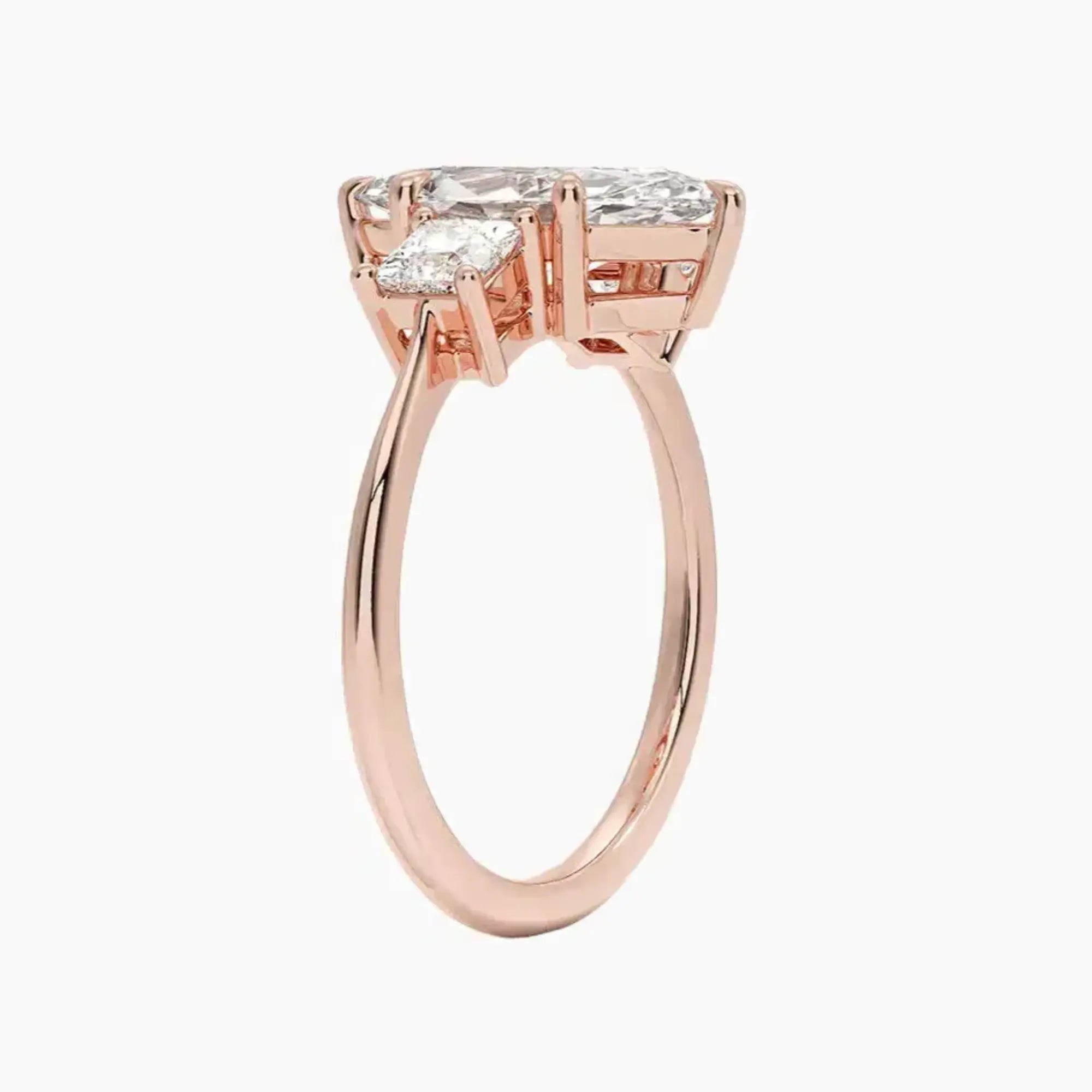 Vespera Marquise Three Stone 1 Carat Lab Grown Diamond Engagement Ring in 14K Yellow Gold