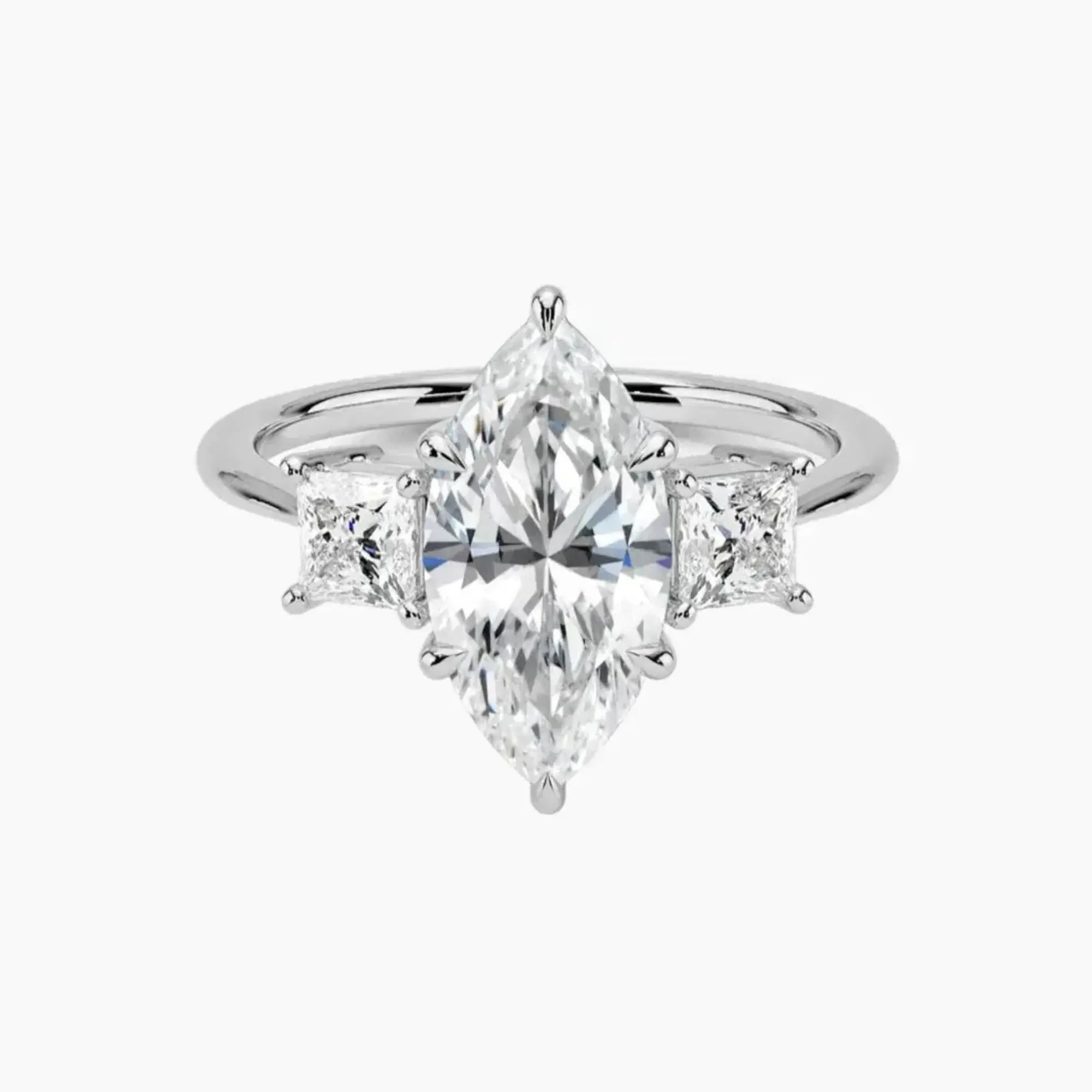 Vespera Marquise Three Stone 2.5 Carat Lab Grown Diamond Engagement Ring in 14K White Gold