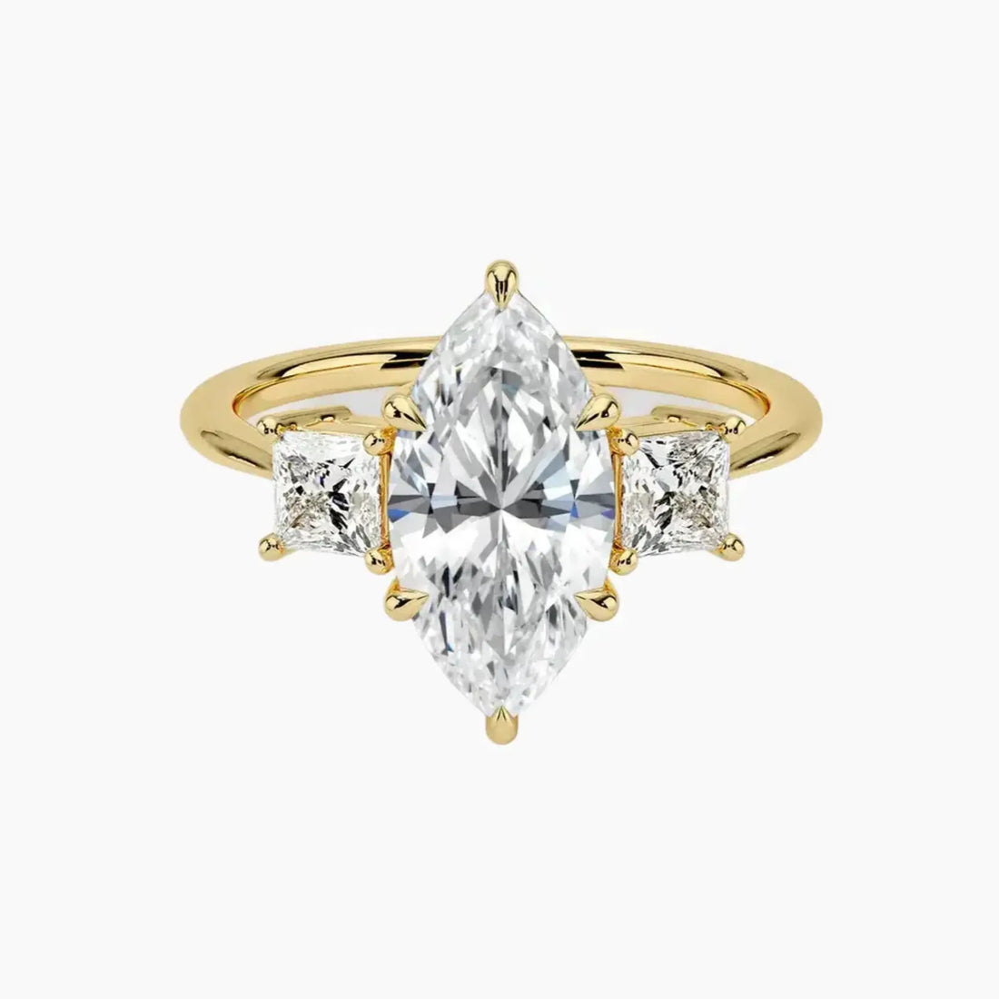 Vespera Marquise Three Stone Diamond Ring Setting in 14K White Gold