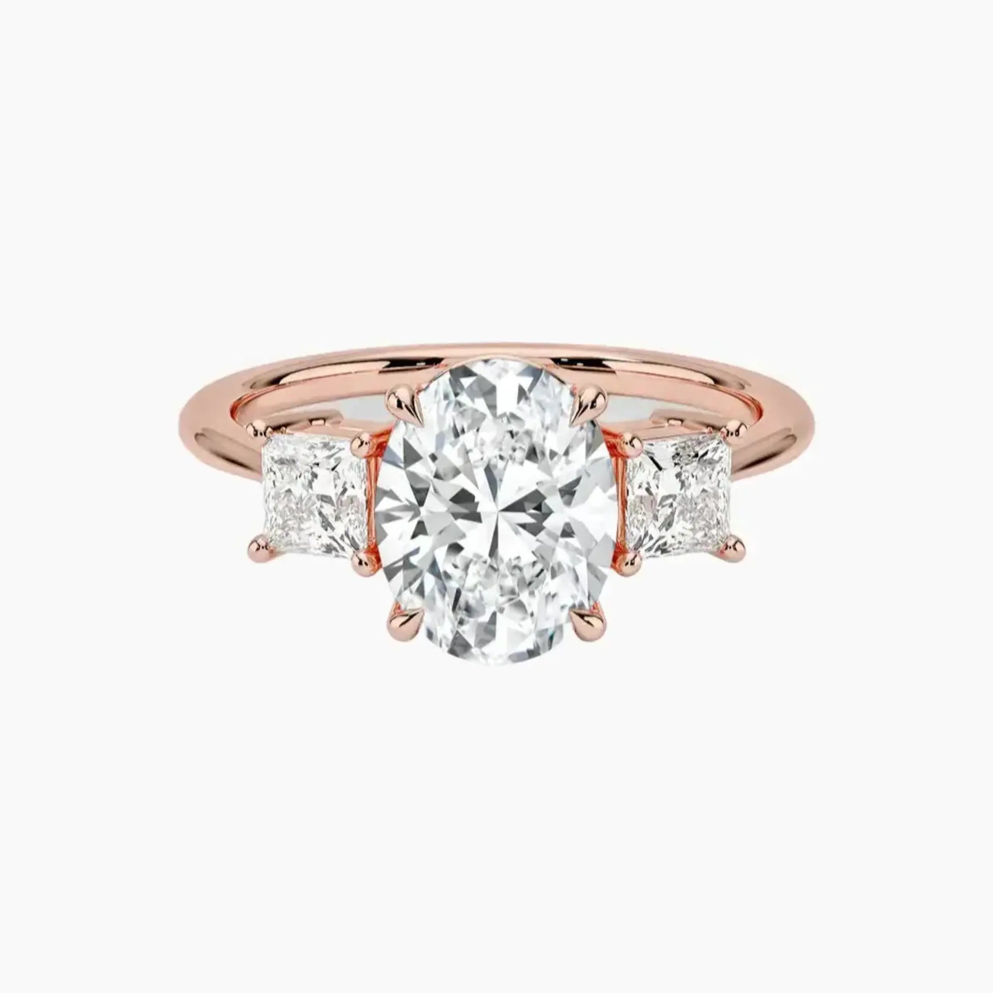 Vespera Oval Three Stone Diamond Ring Setting in 14K Yellow Gold
