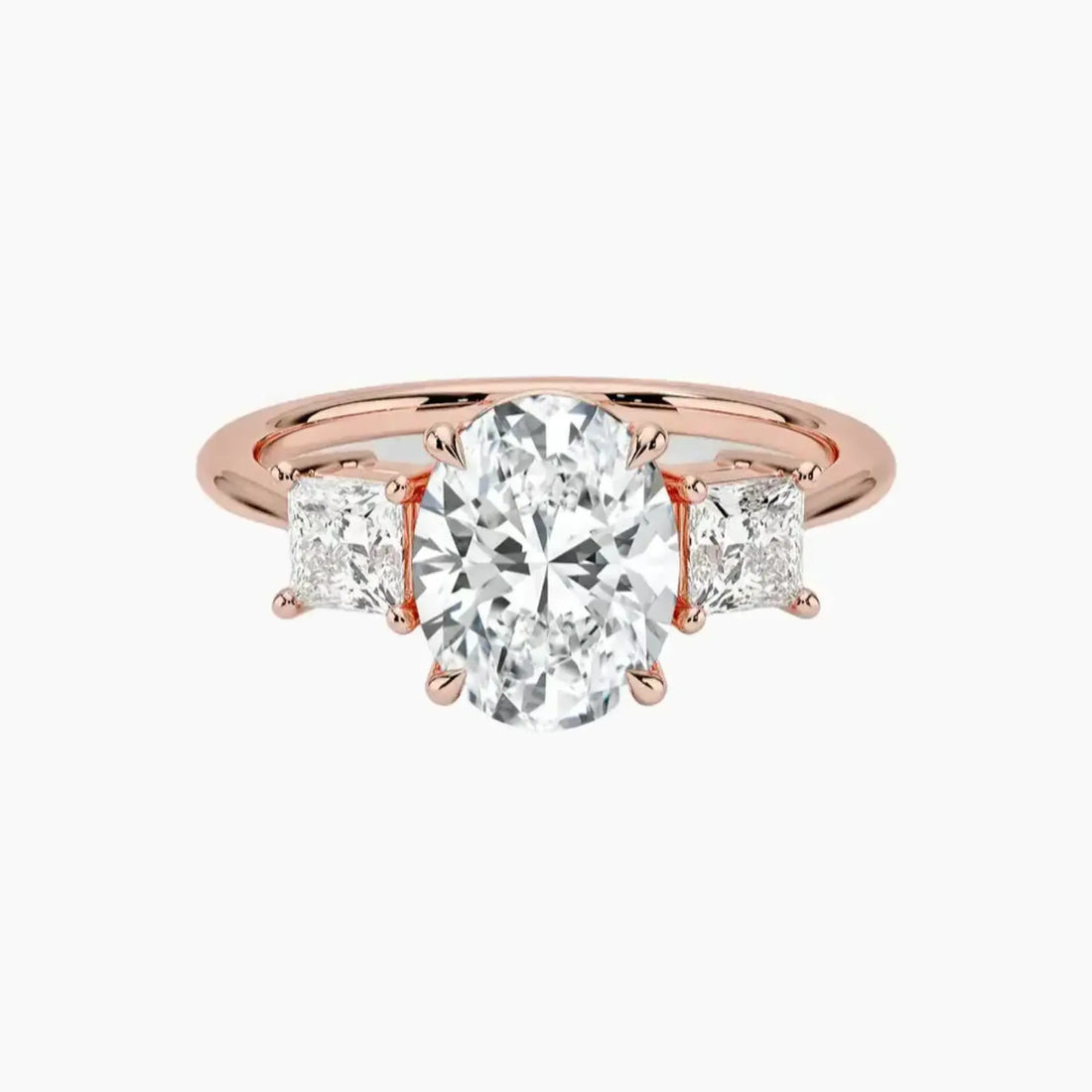 Vespera Oval Three Stone Diamond Ring Setting in 14K White Gold