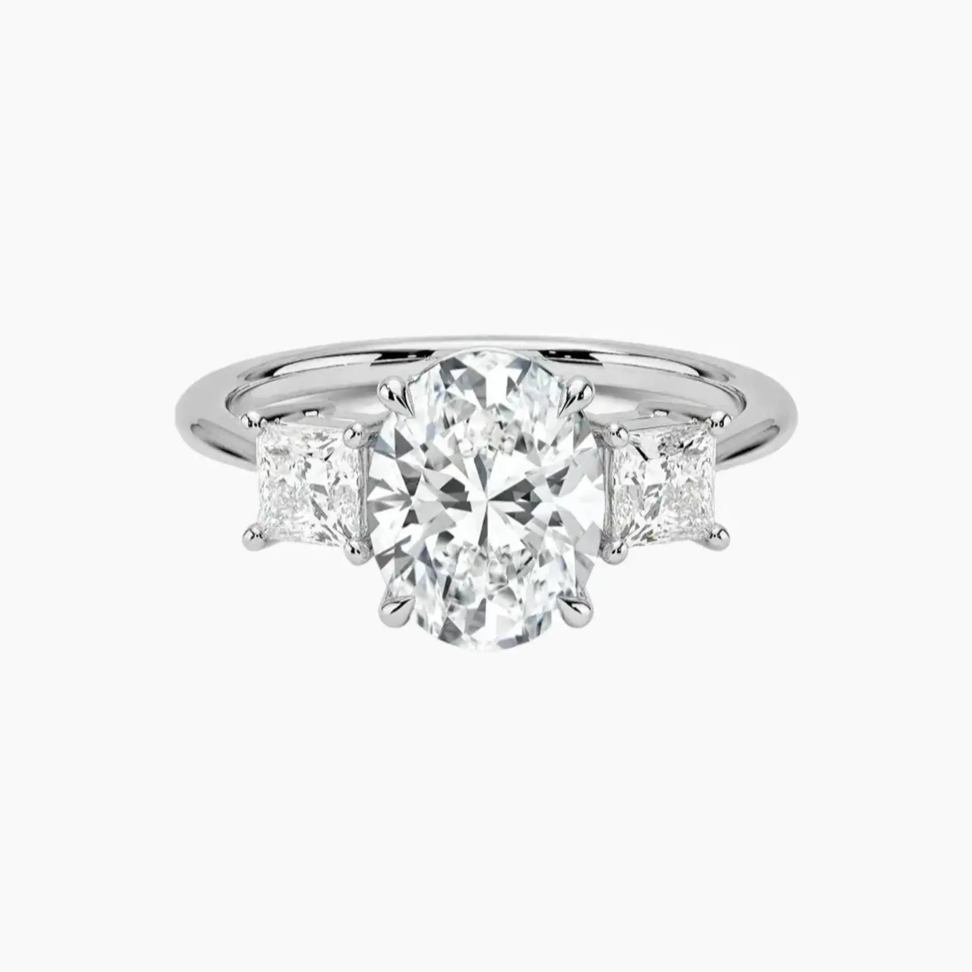 Vespera Oval Three Stone 2.5 Carat Lab Grown Diamond Engagement Ring in 14K Rose Gold