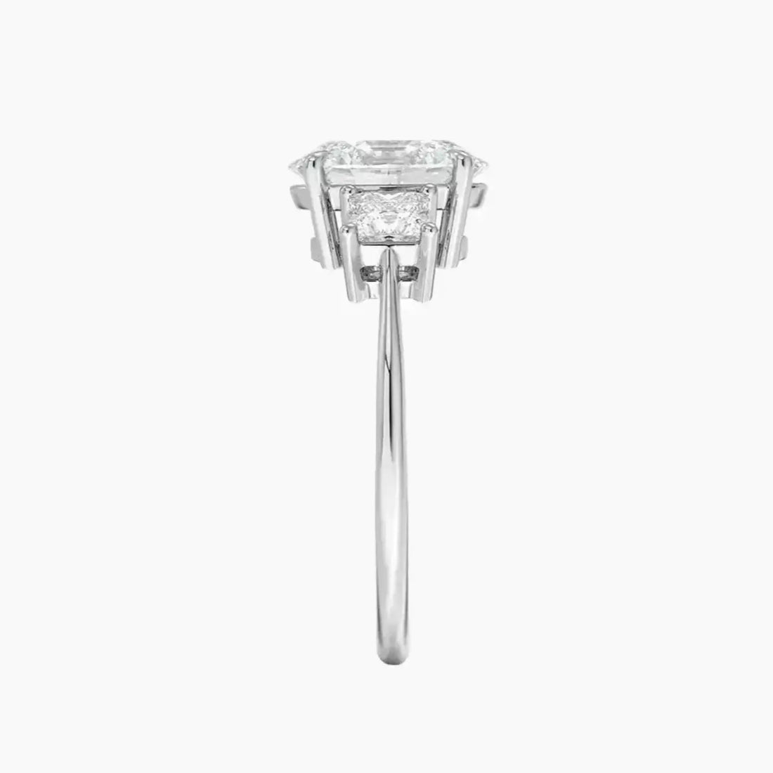 Vespera Oval Three Stone Diamond Ring Setting in 14K White Gold
