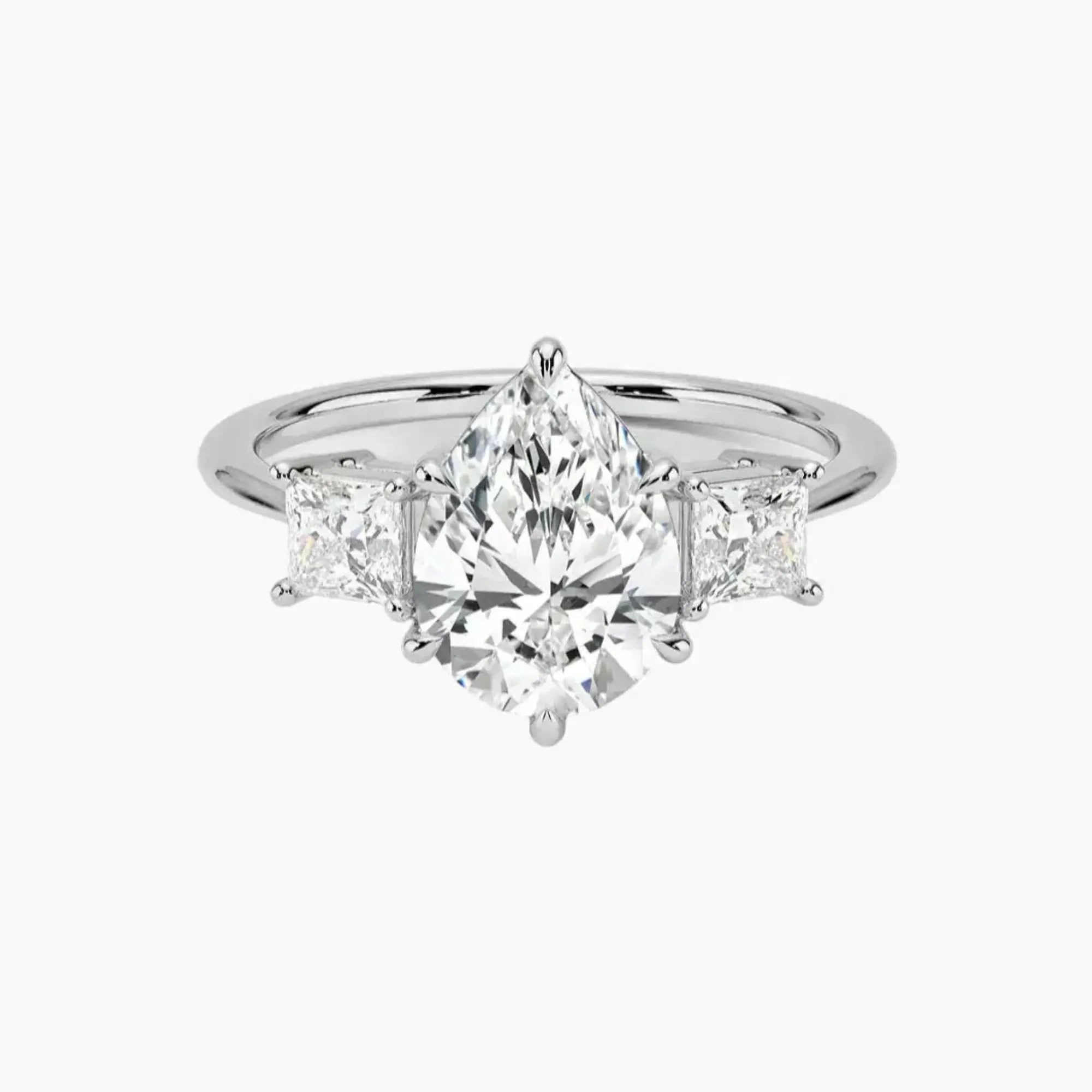 Vespera Pear Three Stone 3 Carat Lab Grown Diamond Engagement Ring in 14K Rose Gold