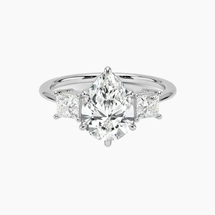 Vespera Pear Three Stone 1.5 Carat Lab Grown Diamond Engagement Ring in 14K White Gold