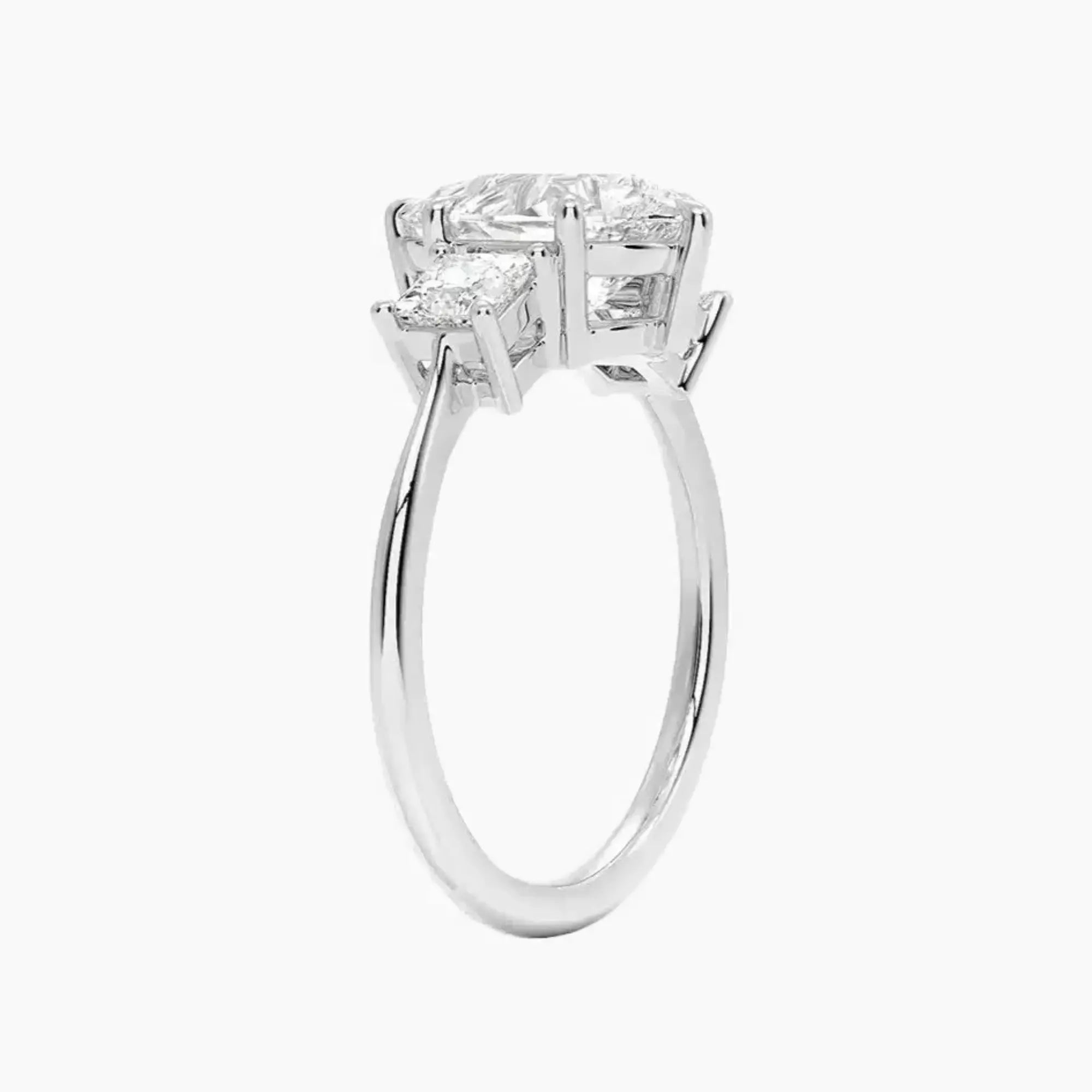 Vespera Pear Three Stone Diamond Ring Setting in 14K White Gold